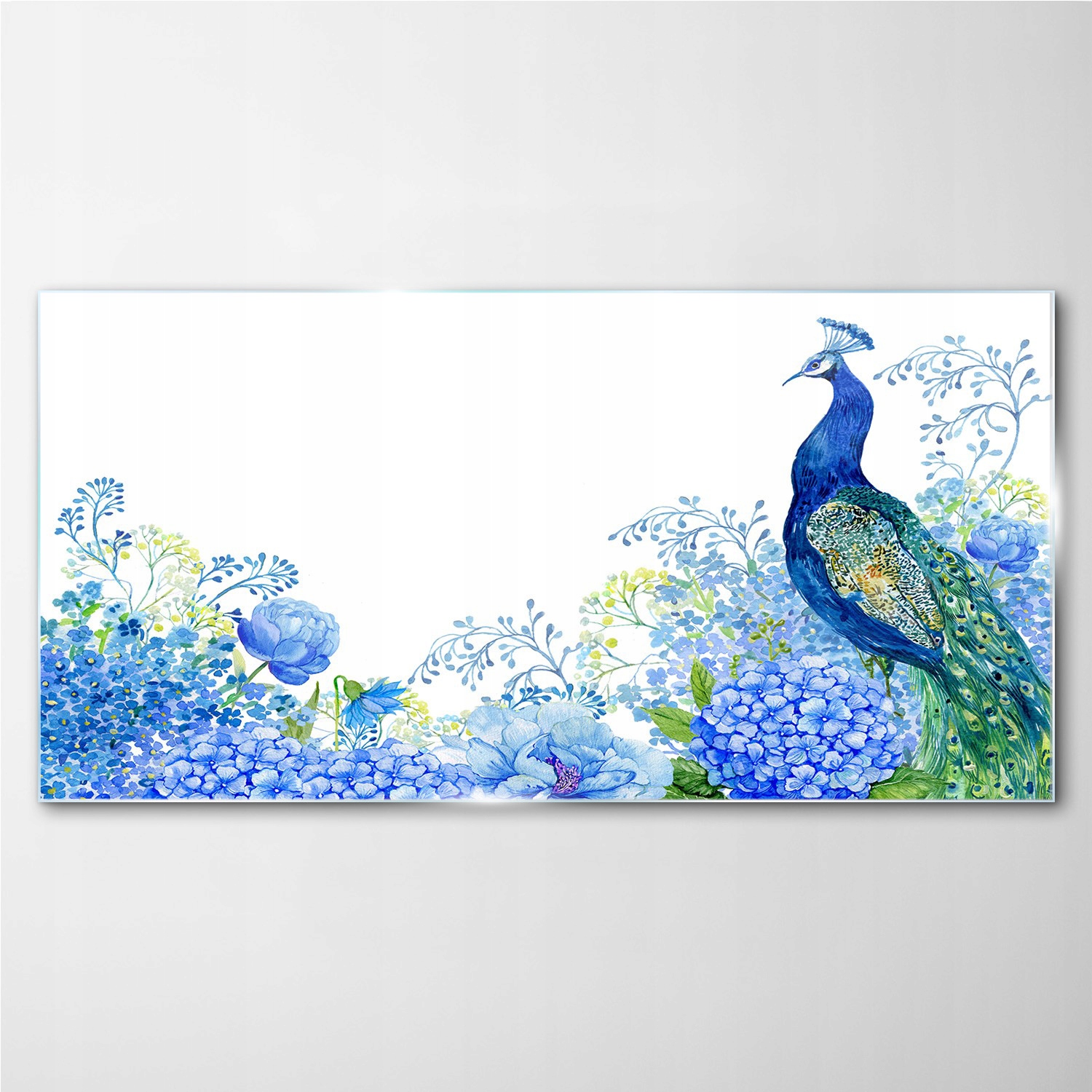 

Obraz na ścianę szklany Kwiaty ptak paw 140x70 cm