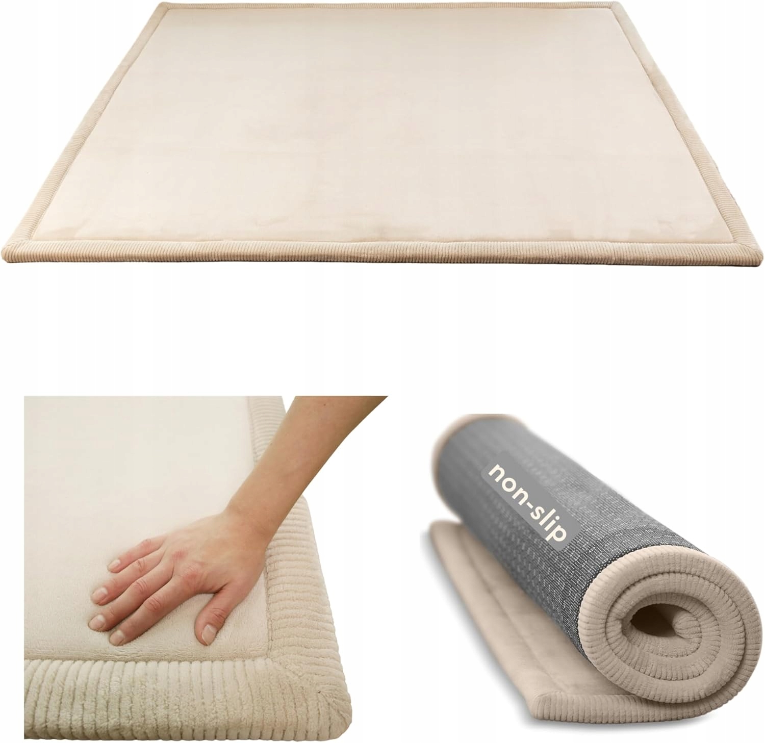 Mata miękka dla niemowląt do zabaw 200x150x2,5cm dywan do pokoju Beżowa