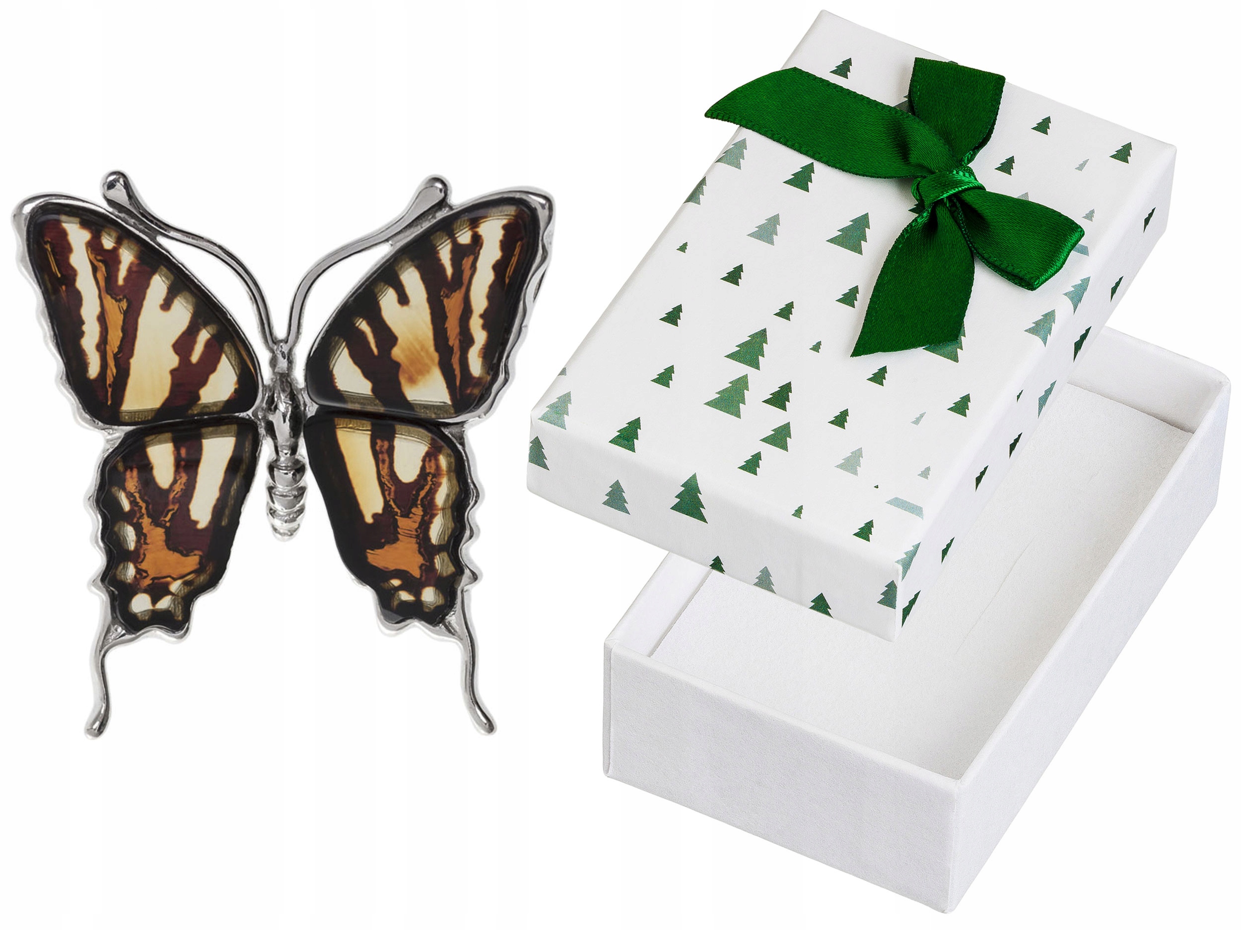 Velký stříbrný přívěsek Motýl s jantarem Stříbrný přívěsek Přívěsek Motýlek