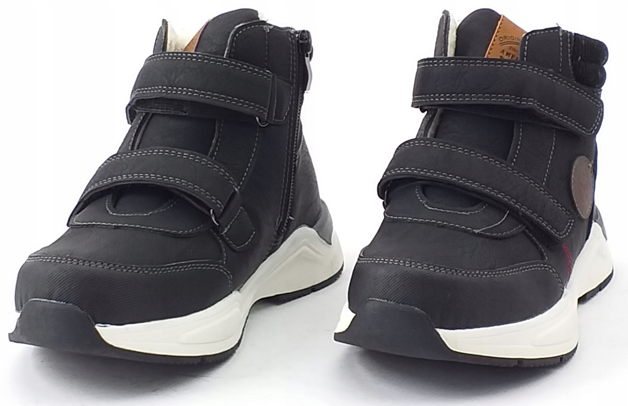 Buty zimowe OCIEPLANE na RZEPY i SUWAK TRAPERY trzewiki kamasze roz 33 Kolor czarny