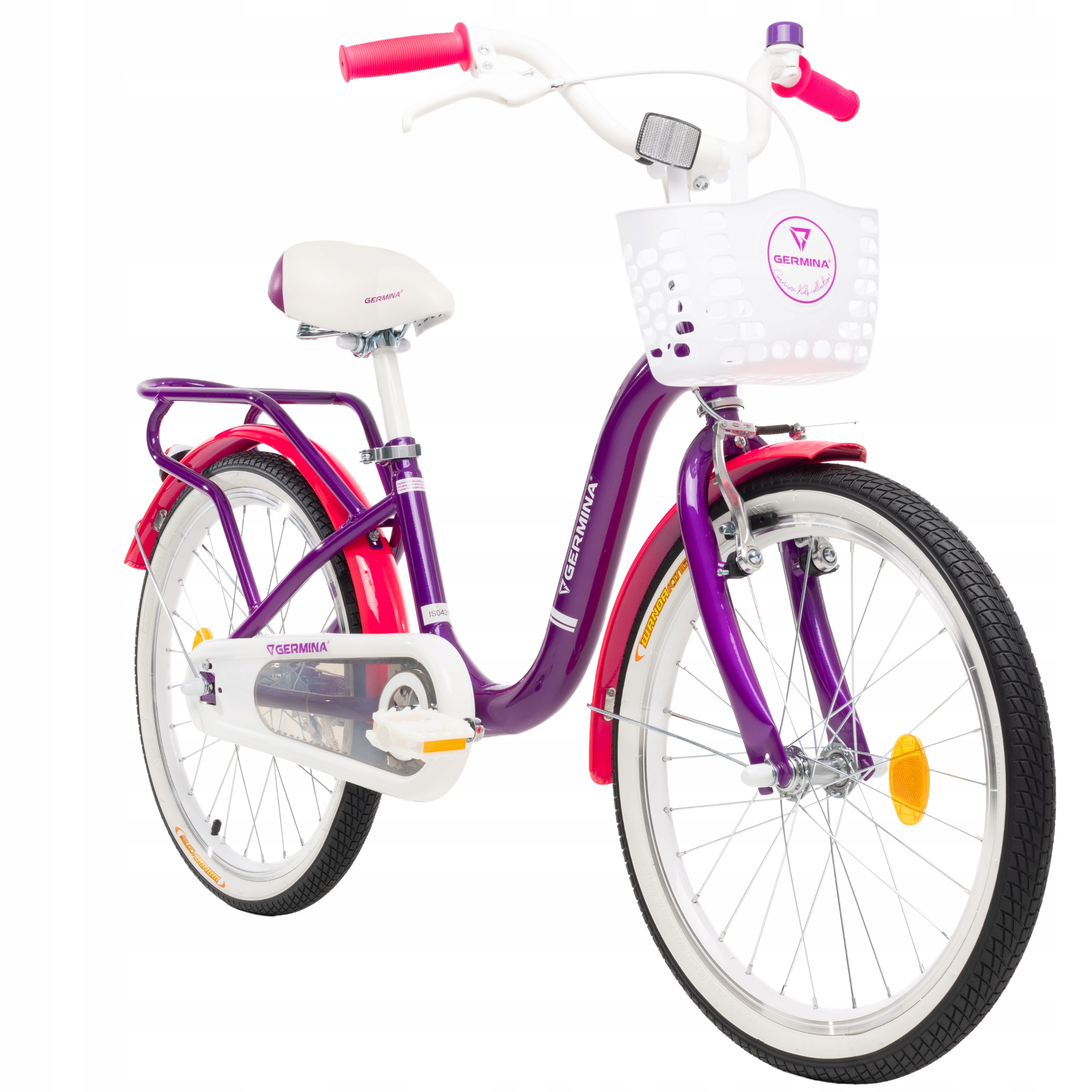 Rowerek dziecięcy 20 dla dziewczynki fioletowy damka niska rama +koszyk