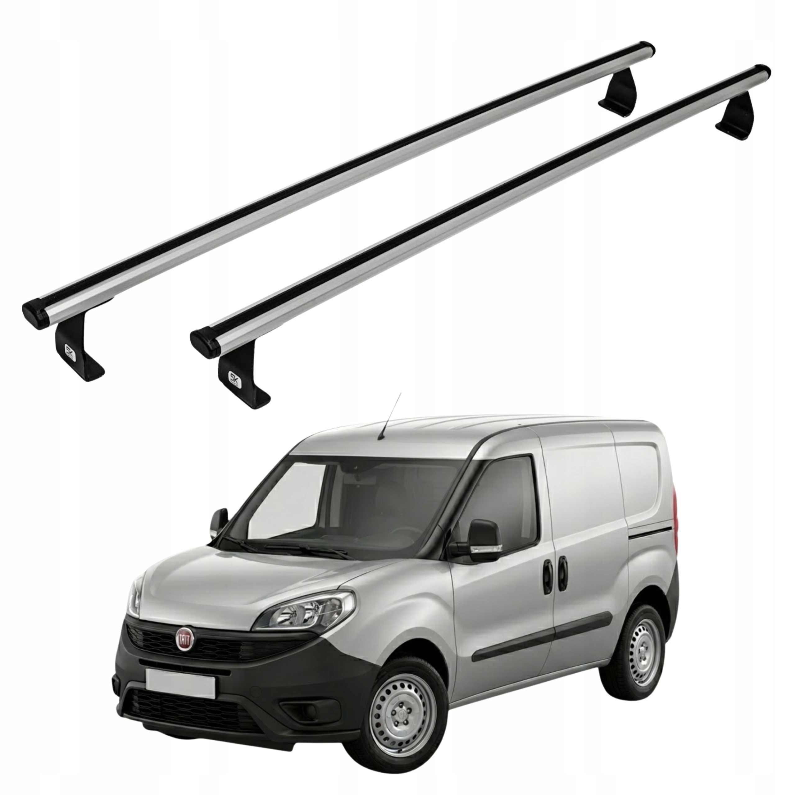 Střešní nosič Fiat Doblo 2010-2022, hliníkové nosníky, lehký, stříbrný