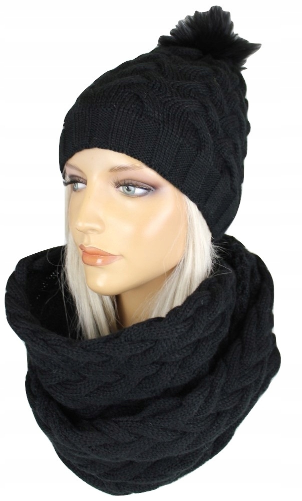 KOMPLET DAMSKI CZAPKA DAMSKA + KOMIN SZALIK CHUSTA Marka inna