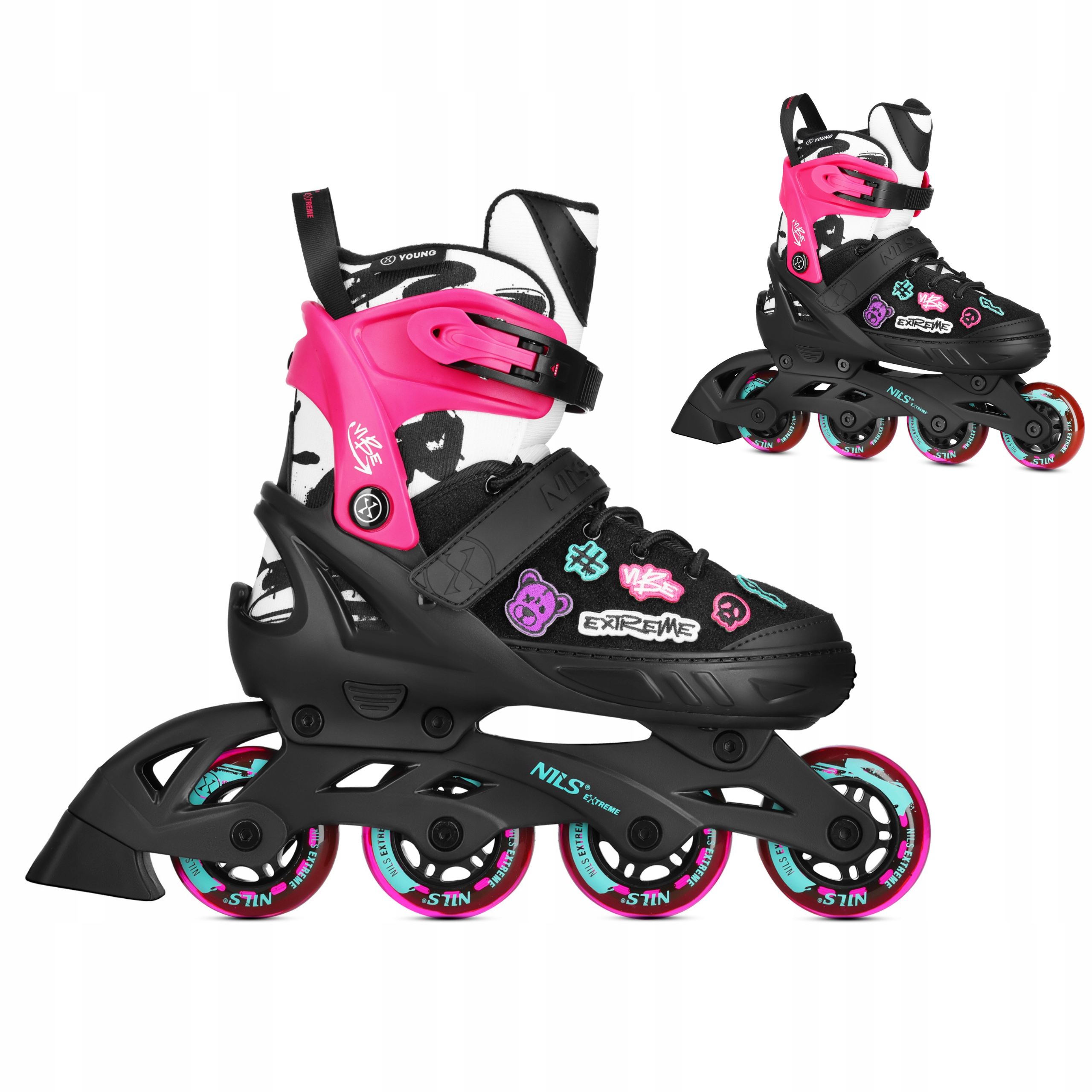 Łyżworolki Damskie Nils Extreme M 37-40 Różowe ABEC5 Vibe