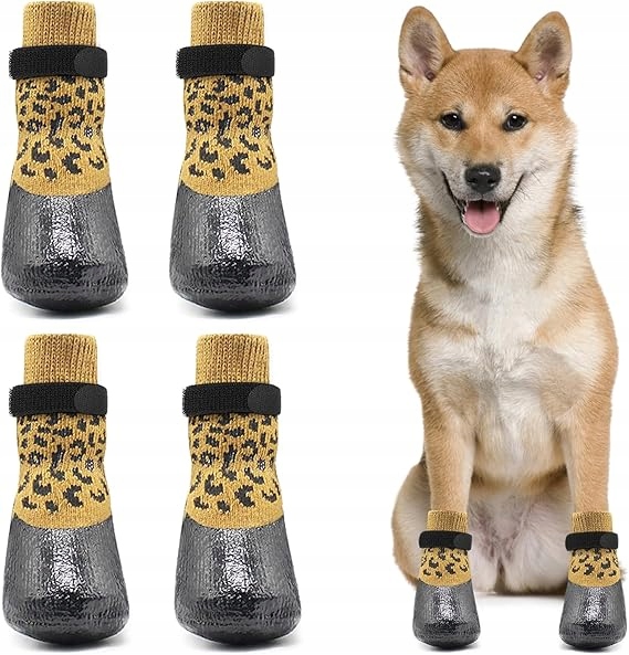 Levně 4 kusy Voděodolné protiskluzové ponožky pro psa XL Hnědé