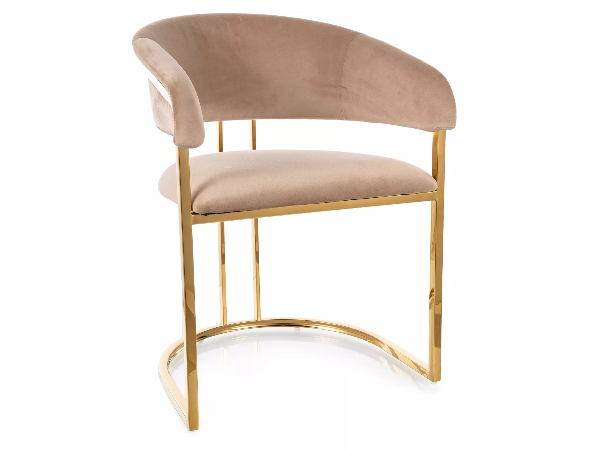 Stolička Tulipe Velvet rámová oceľ zlatá tkanina zamat béžová bluvel 28