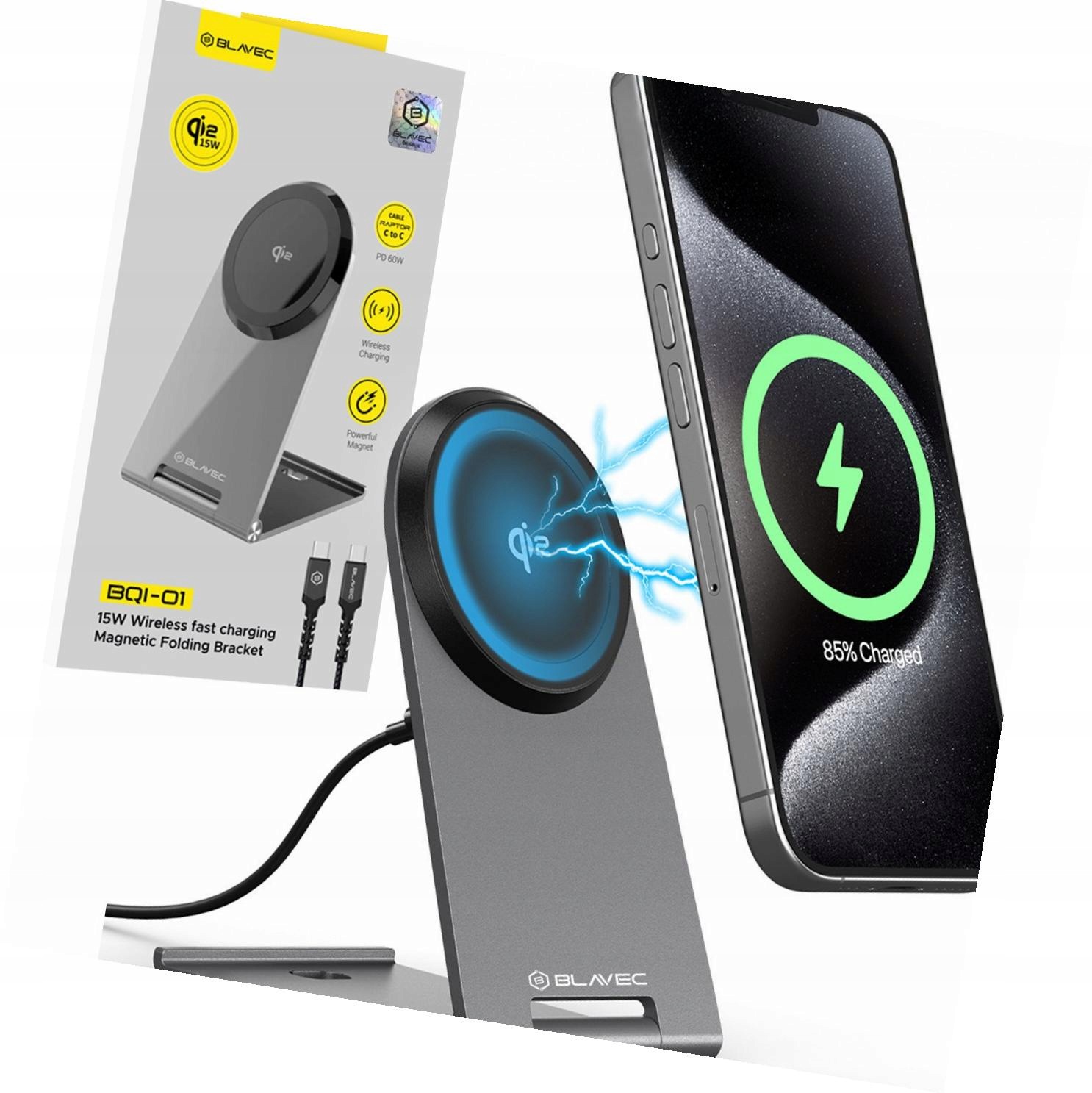 Indukcyjna ładowarka MagSafe Qi2 srebrny do Motorola Moto Edge 50 Fusion