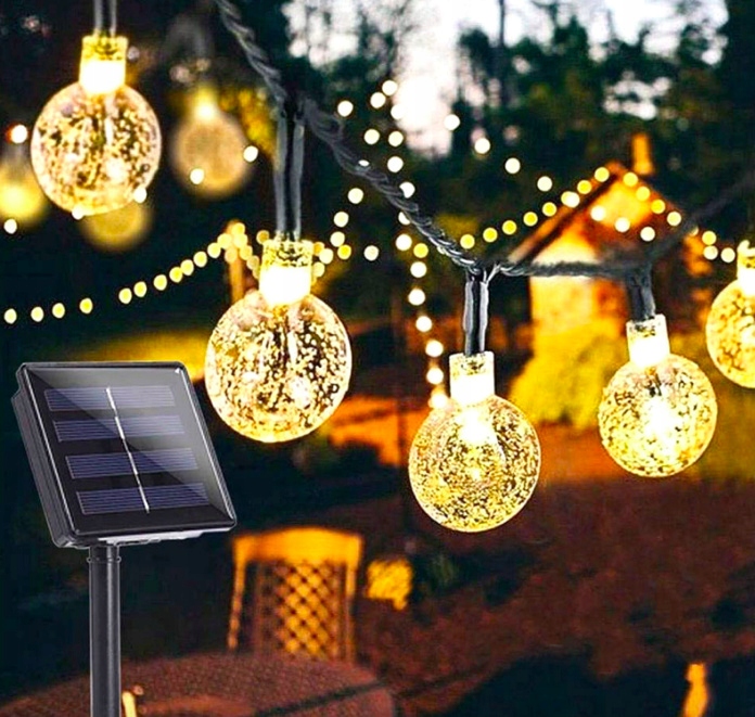 GIRLANDA ŁAŃCUCH ŚWIETLNY LAMPKI SOLARNE OGRODOWE 50 LED 7M CIEPŁE ŚWIATŁO Moc 0.35 W