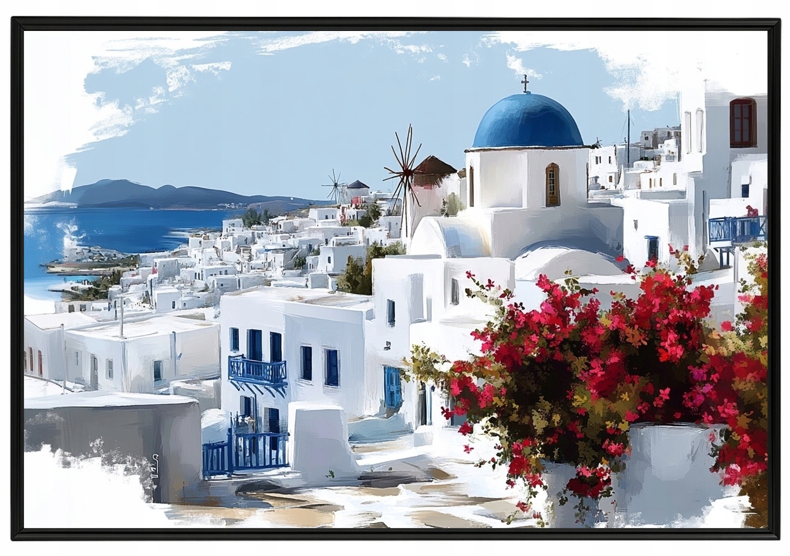 Plakát Rámeček Aluminium Krajina Řecko Mykonos Město Ostrov Léto 93x62