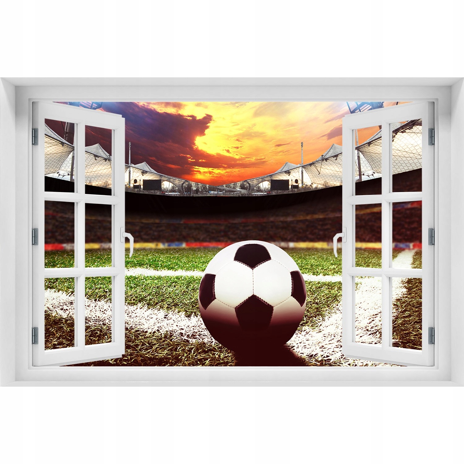 

Naklejka na ścianę 3D Okno Piłka na stadionie