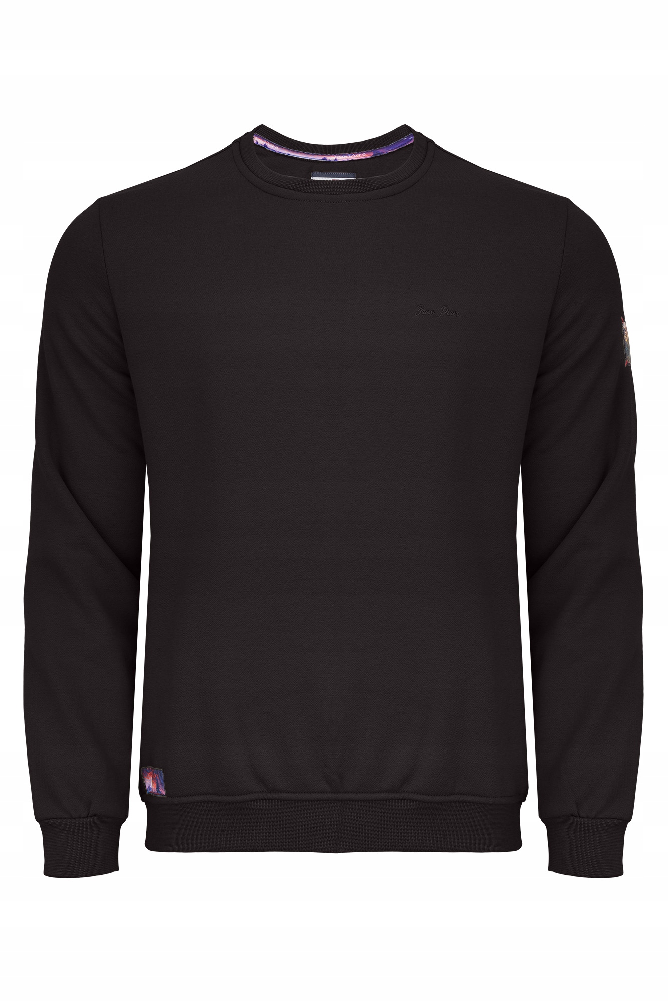 Pánská Mikina Černá Velurová Basic Casual Klasická Zateplená Fleecem M