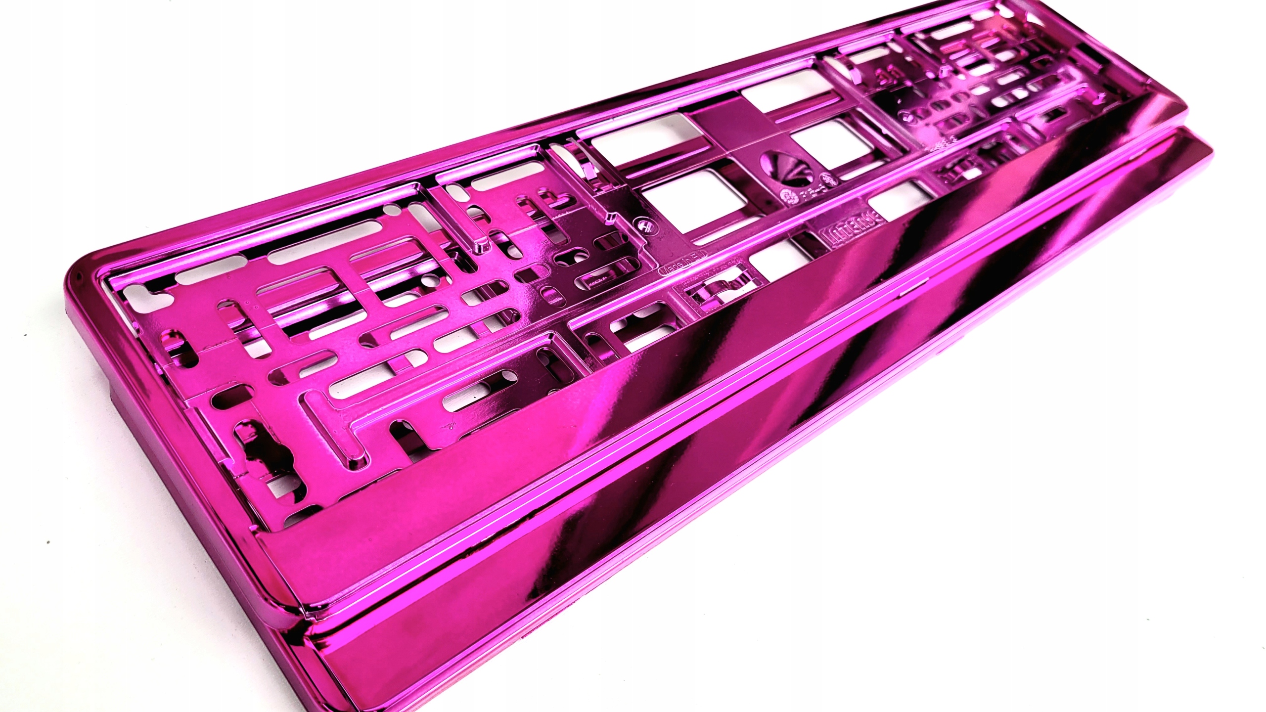 Ramka Tablicy Rejestracyjnej Różowy Chrom 2 sztuki