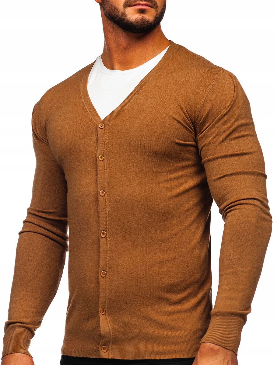 

Sweter Męski Rozpinany Brązowy YY06 Denley_m