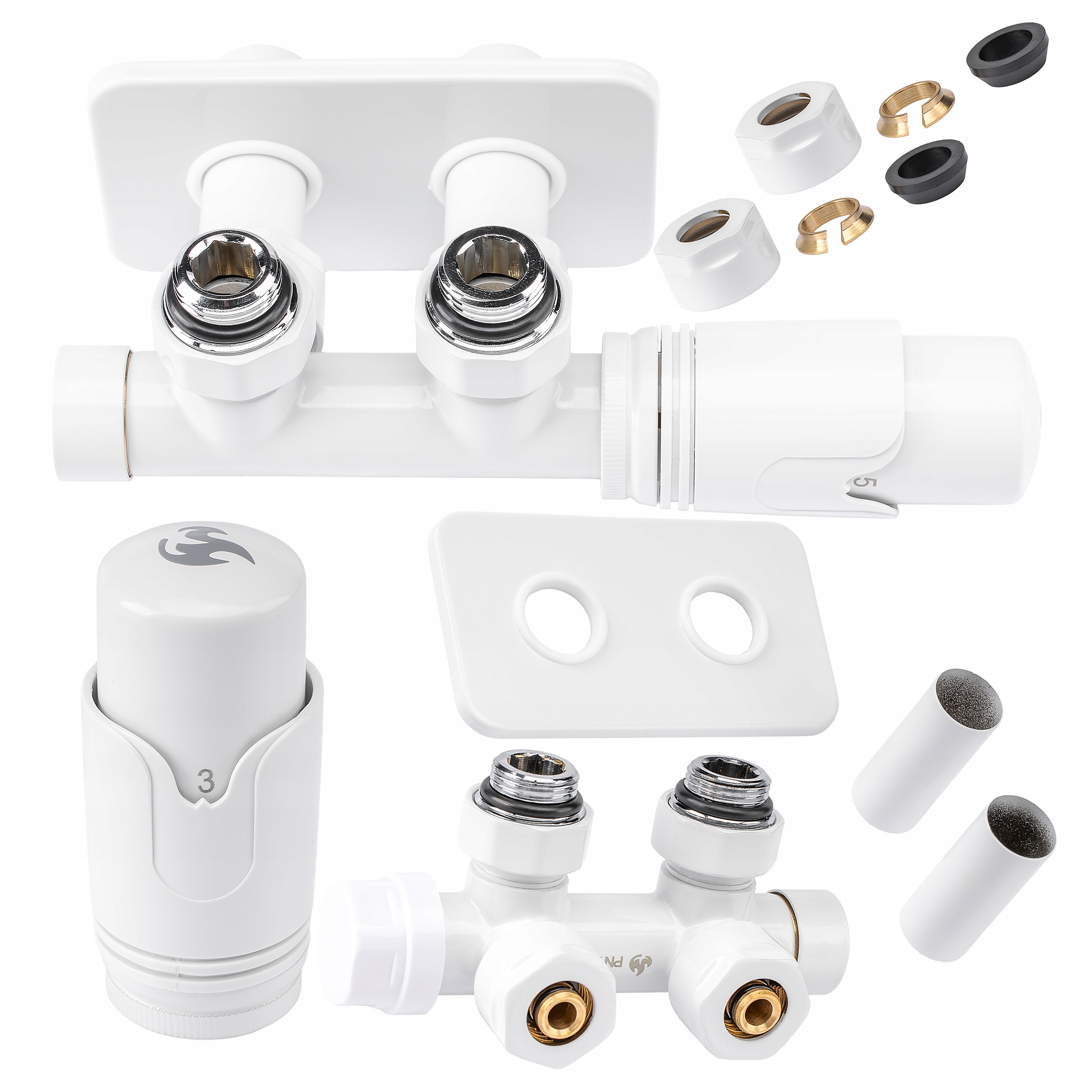 Termostatický Ventil Radiátoru Hlavice Bílá Kryt Obdélníková Sada