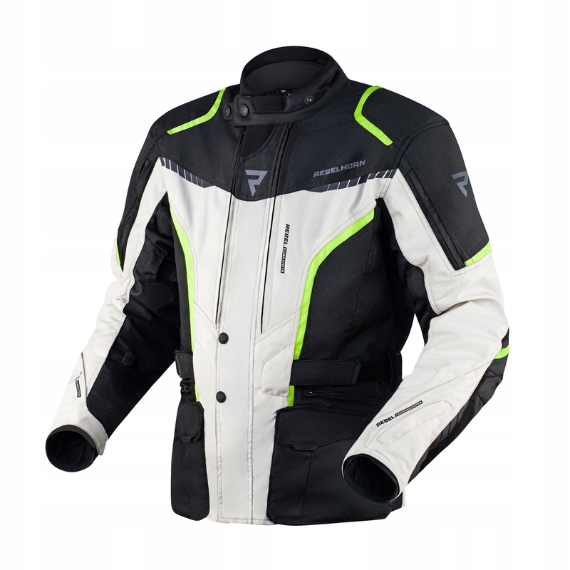 Textilná Motocyklová Bunda Rebelhorn Hiker 3 Black Grey Fluo Yellow (s)