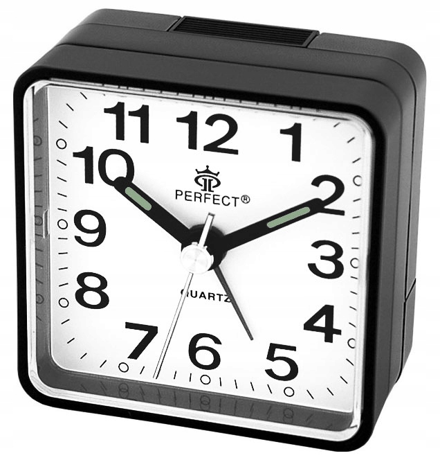 Zegar budzik Perfect czarny 5,2cm + Bateria AA