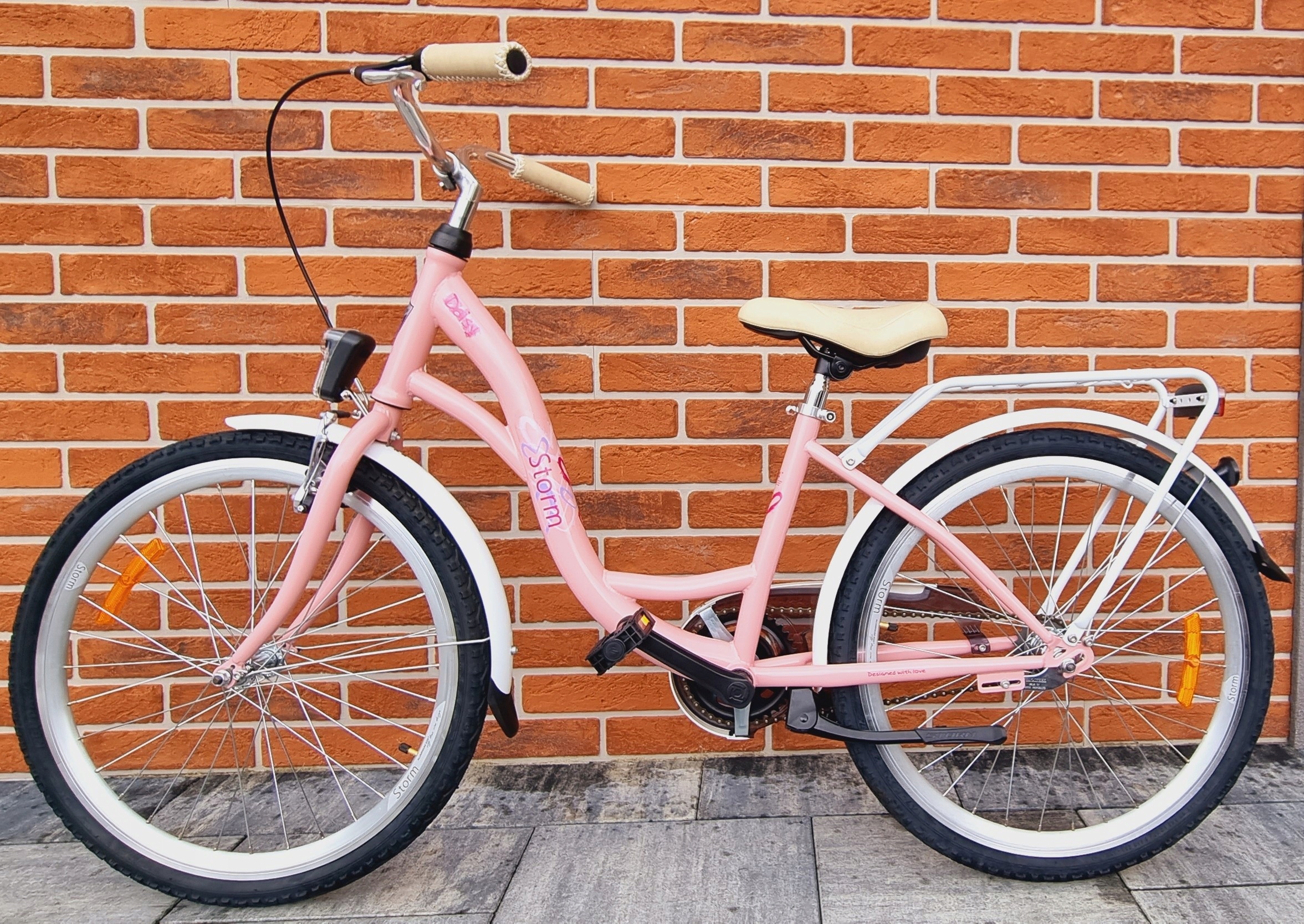 Rower miejski Storm Daisy 24 1S rama 14 cali koło 24 " pudrowy róż