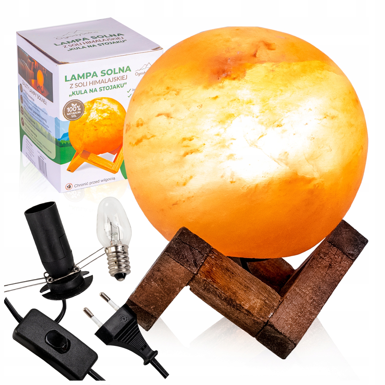 Solná Lampa Moderní Stolní Lampa Do Ložnice Koule Dřevěný Stojan