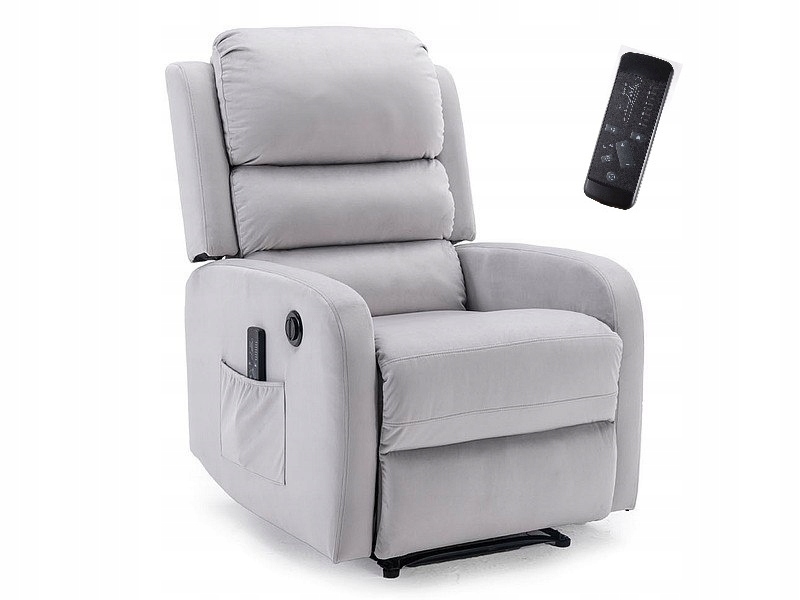 FOTEL MASUJĄCY ROZKŁADANY ELEKTRYCZNIE JASNY SZARY Model Pegaz