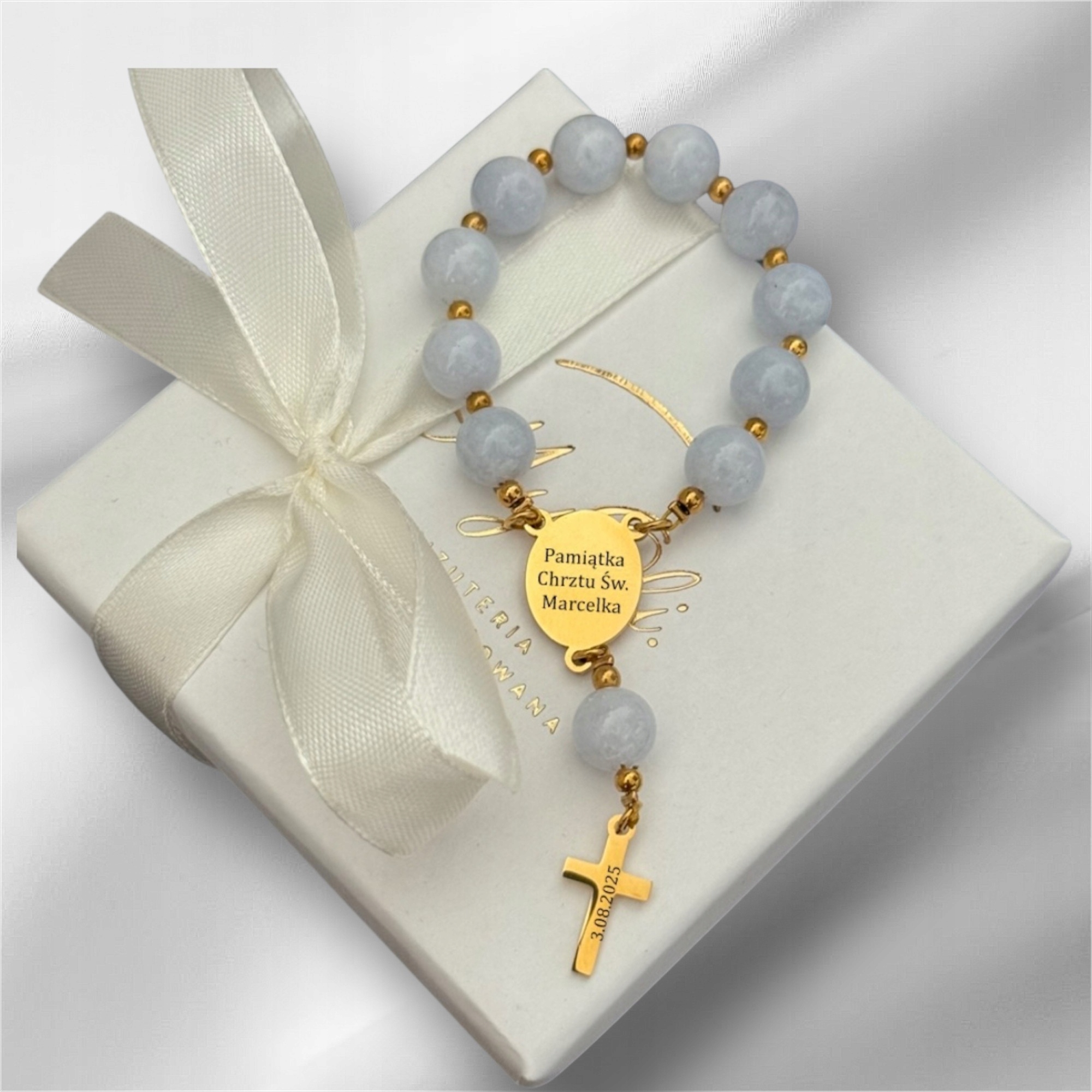 Różaniec Pamiątka Chrztu dla Chłopca Dziewczynki Grawer