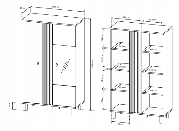ZESTAW MEBLI 4 elementy DĄB ARTISAN / ANTRACYT Marka Pro-S