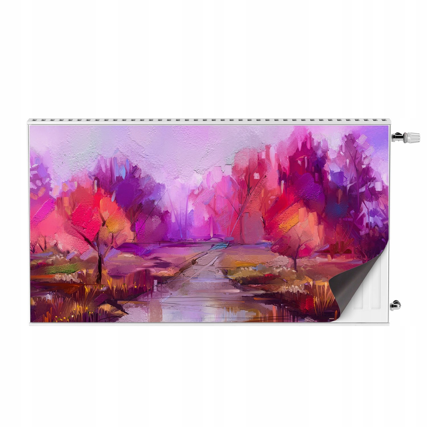 Do obývacího pokoje kryt na radiátor Řeka podzim barvy