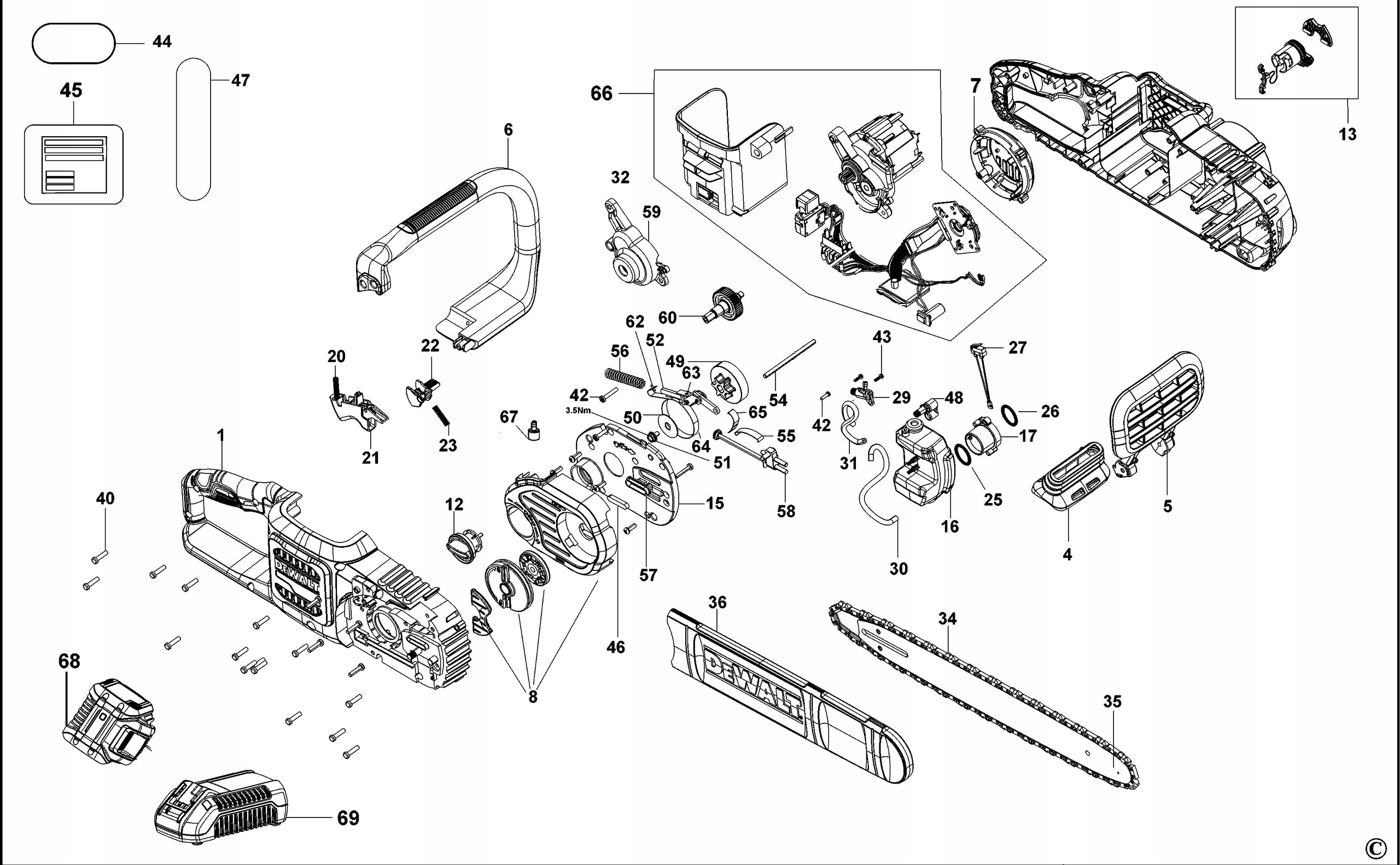 DEWALT 90639221 ŚRUBA DO DCM575 Rodzaj obudowa