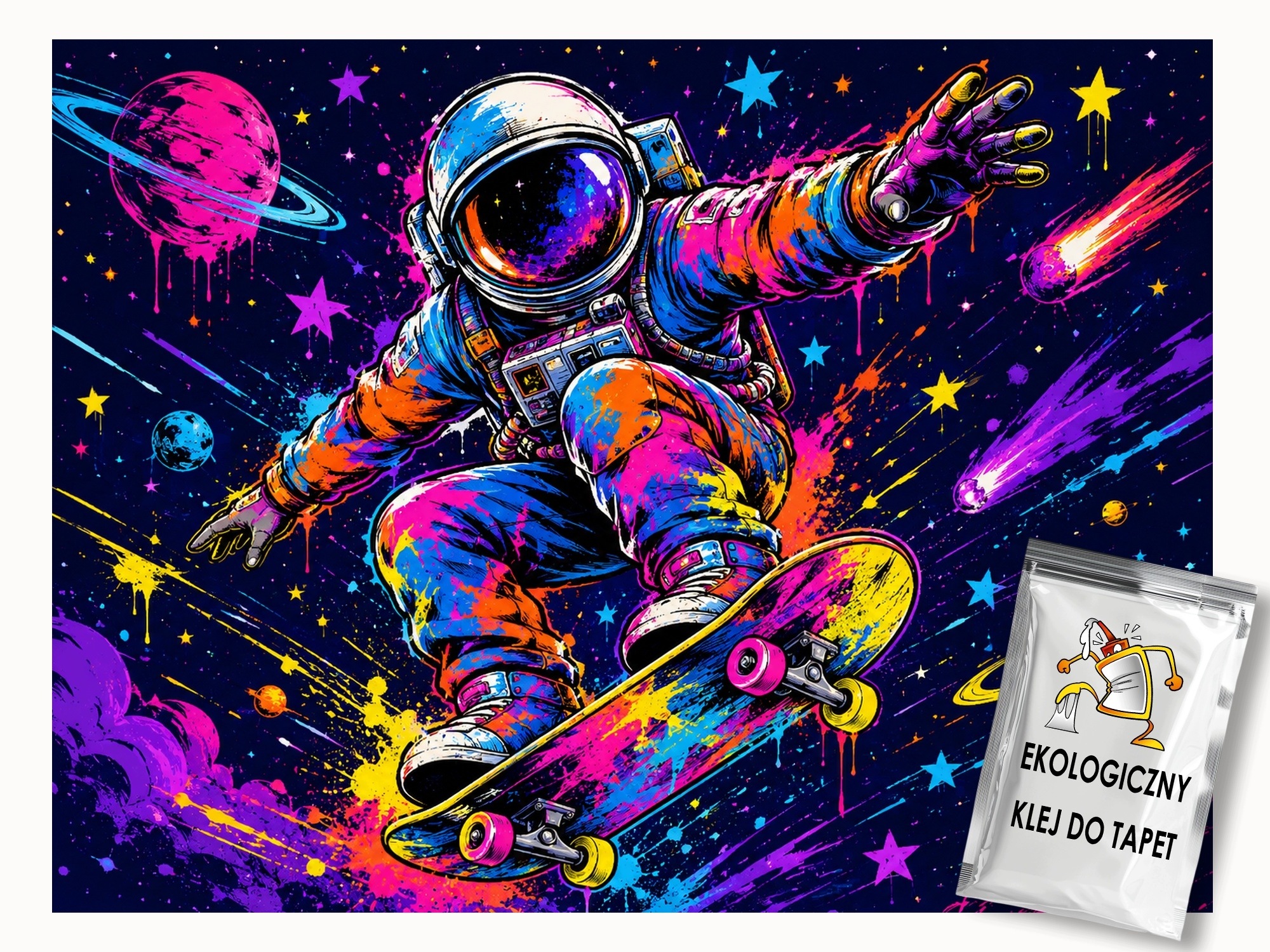 Fototapeta Flizelina Graffiti Kosmos Astronauta Skateboard 250x175 110g