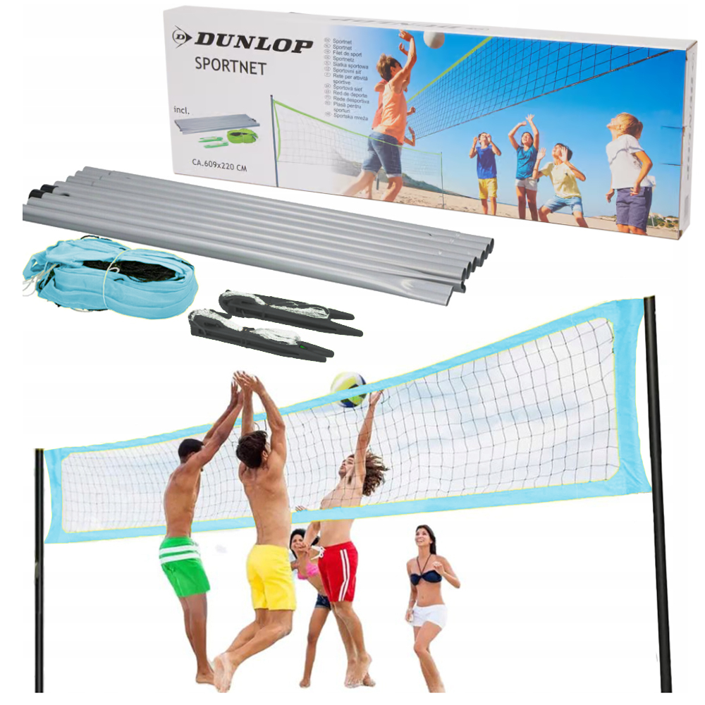 Siatka Sportowa Dunlop 609 x 220cm Do Gry W Siatkówkę Badmintona Tennisa