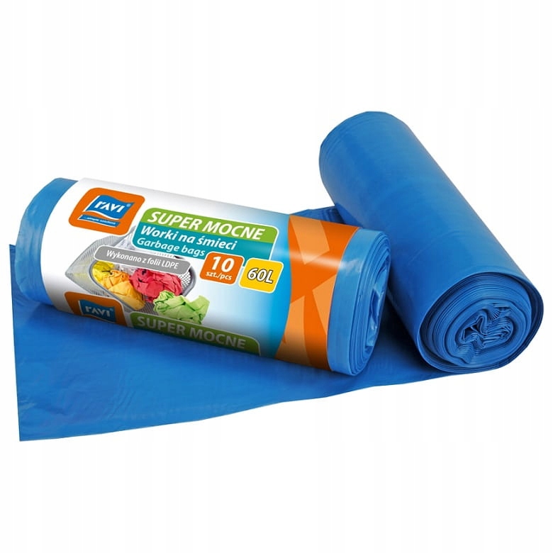 

Worki na śmieci Mocne Ldpe 60 l 10 szt. niebieskie
