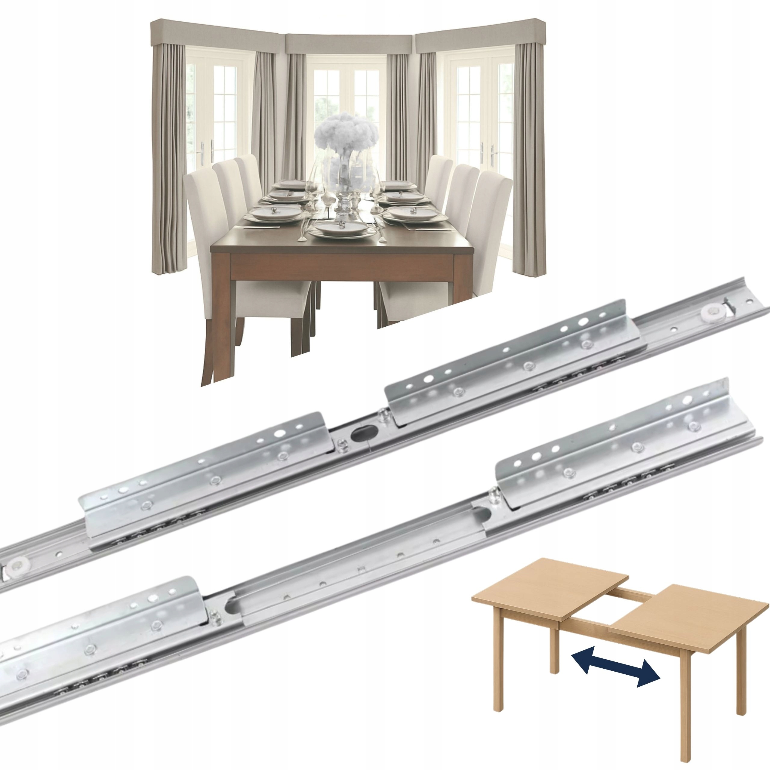 Vodící lišta na stůl Hakner L-1350 mm, vložka 1170 mm, pevný synchronní rám