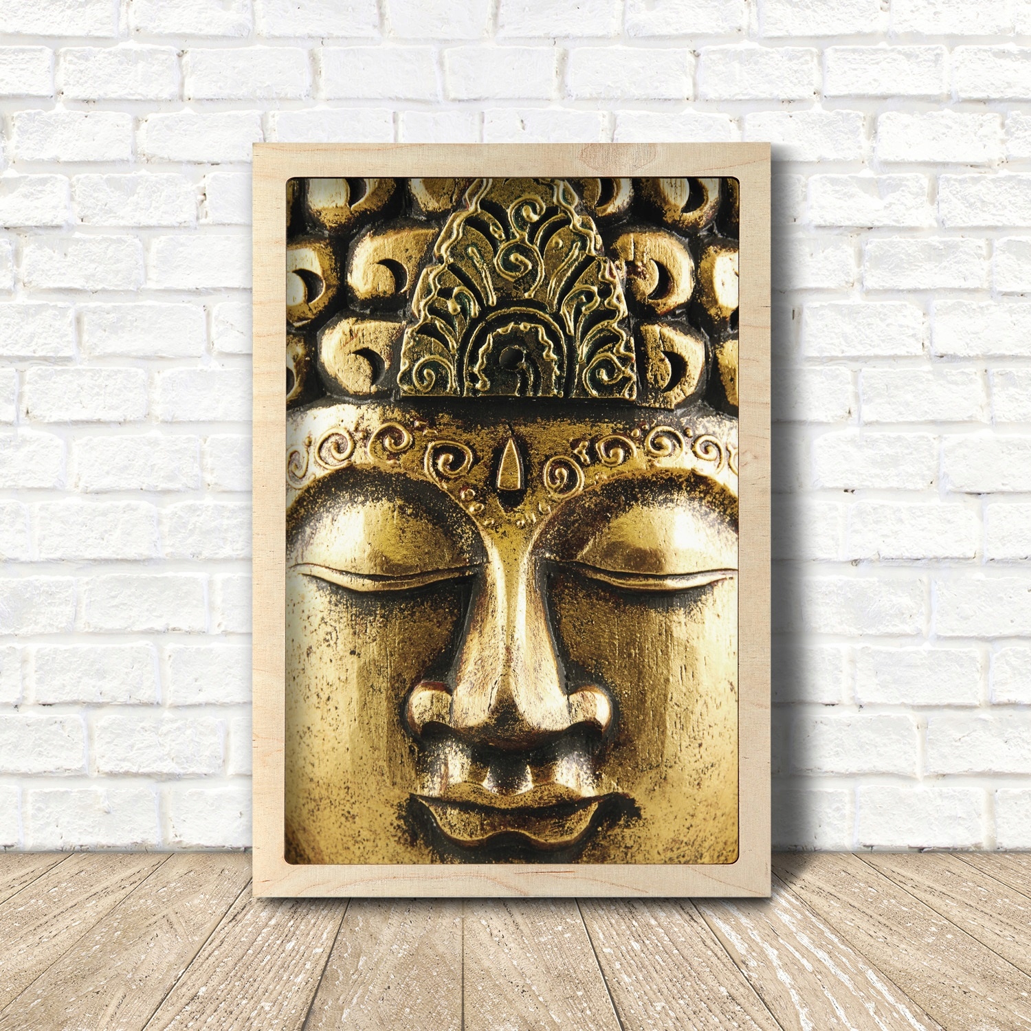 Obraz v dřevěném rámu Buddha modla socha 35x55