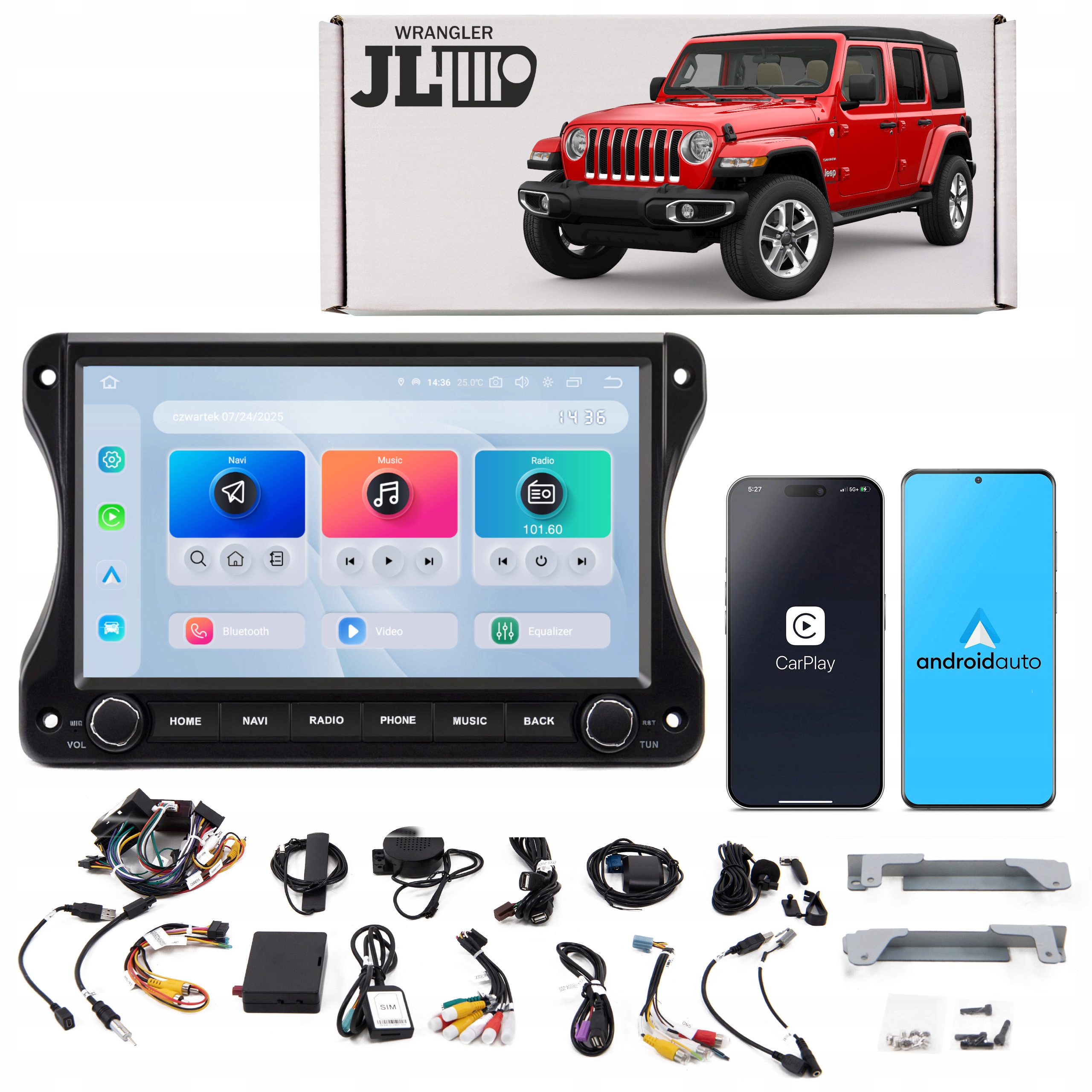 Jeep Wrangler Jl 2018-2023 Navigácia 10,2" Android 13 6GB Ram 64GB