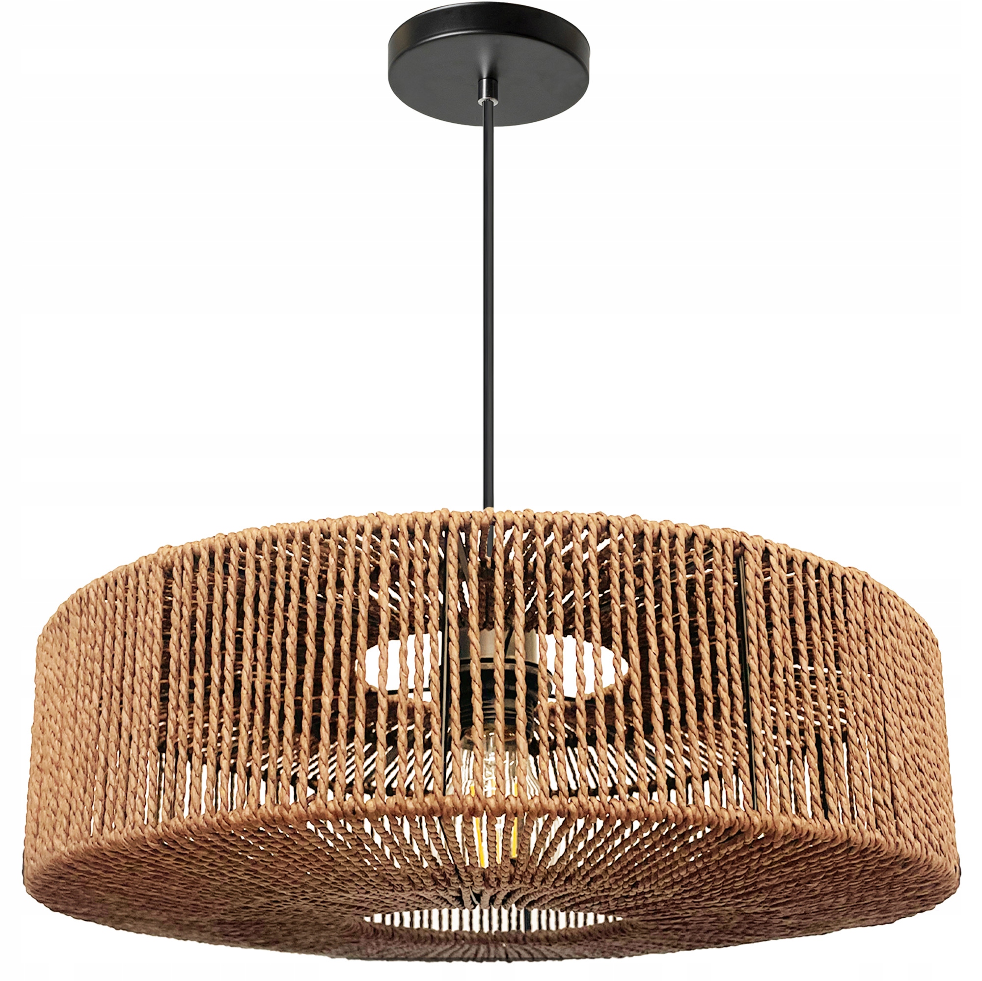 LAMPA SUFITOWA WISZĄCA PLECIONA BOHO LOFT BRĄZOWA ECO JUTOWA APP1294-1CP