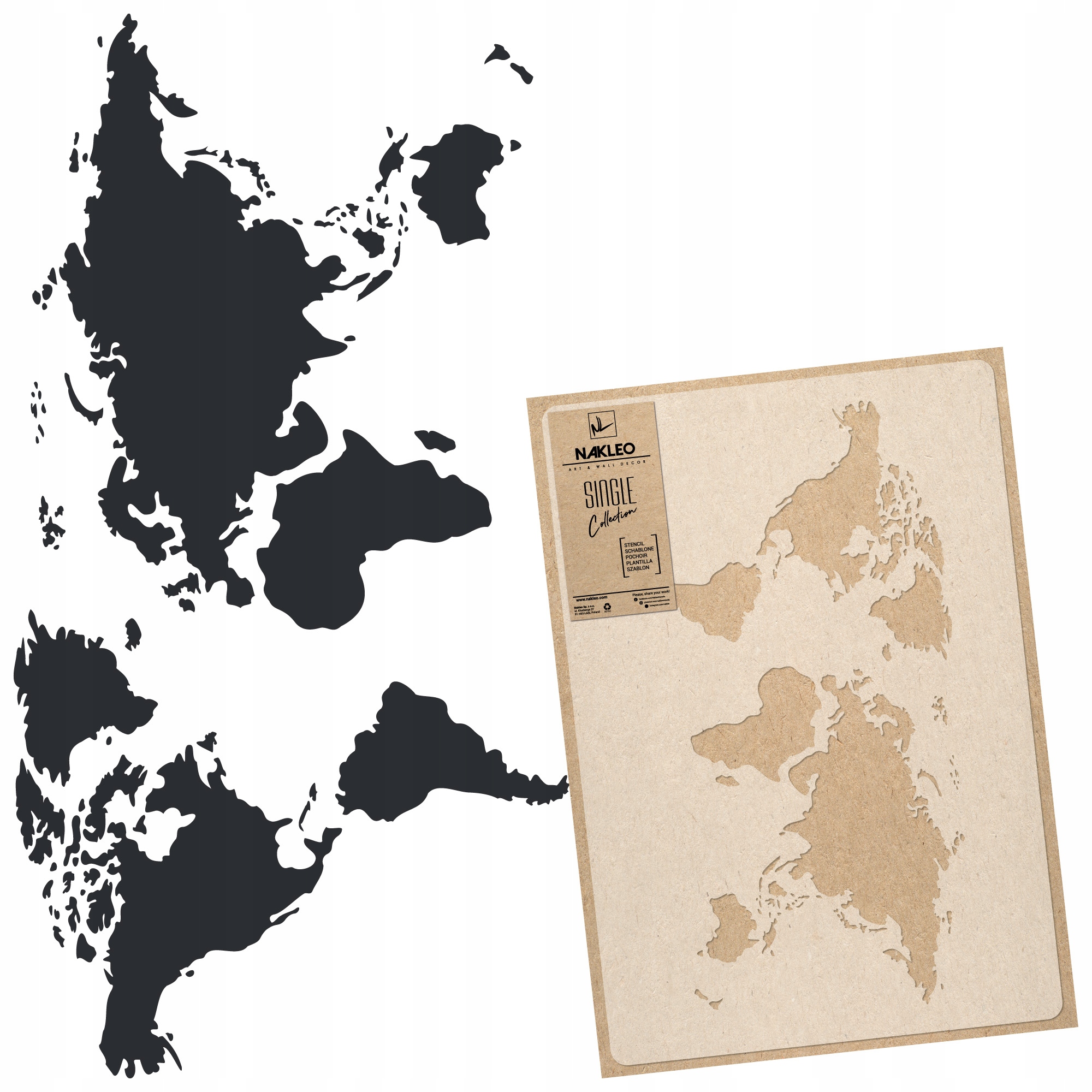 Malířská šablona Mapa Světa L 59x95 cm pro omítky Opakovaně Použitelný Omítka Beton