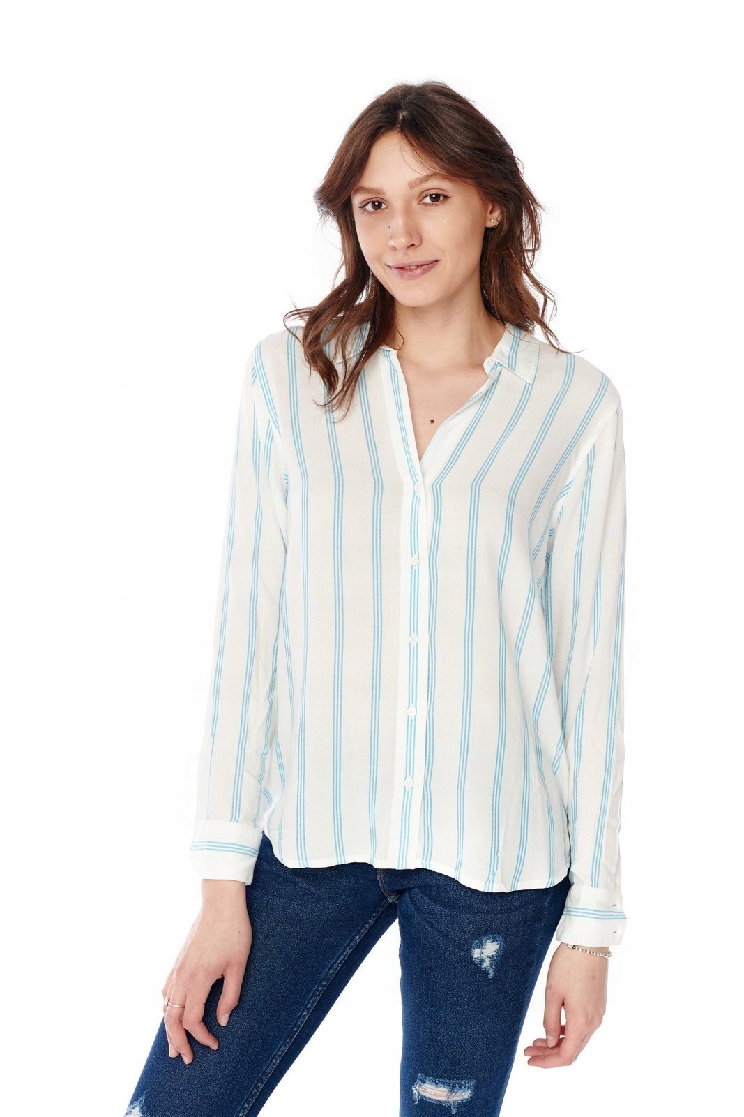 

Wrangler Stripe Shirt Carribean Sea W5R6TIB13 Xs