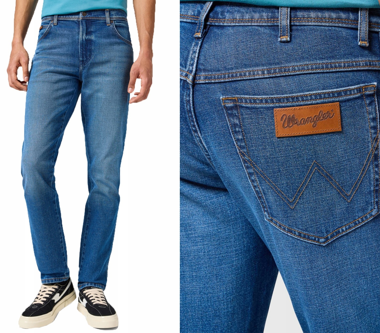 Wrangler Texas męskie zwężane spodnie jeansowe Raindrop Slim indygo W38 L30