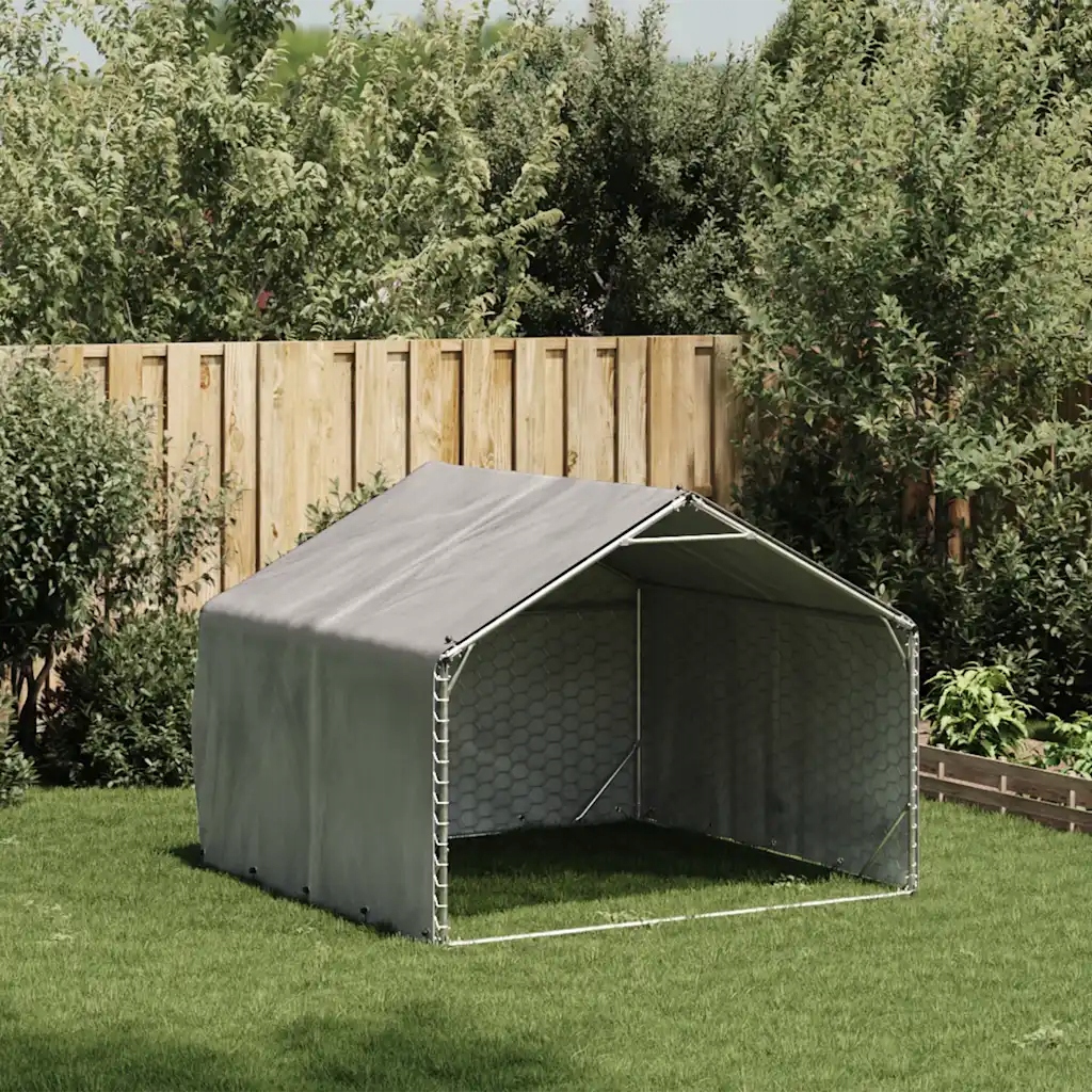 Levně vidaXL Venkovní psí bouda s potahem 2x2x1,5 m Ocel pozinkovaná