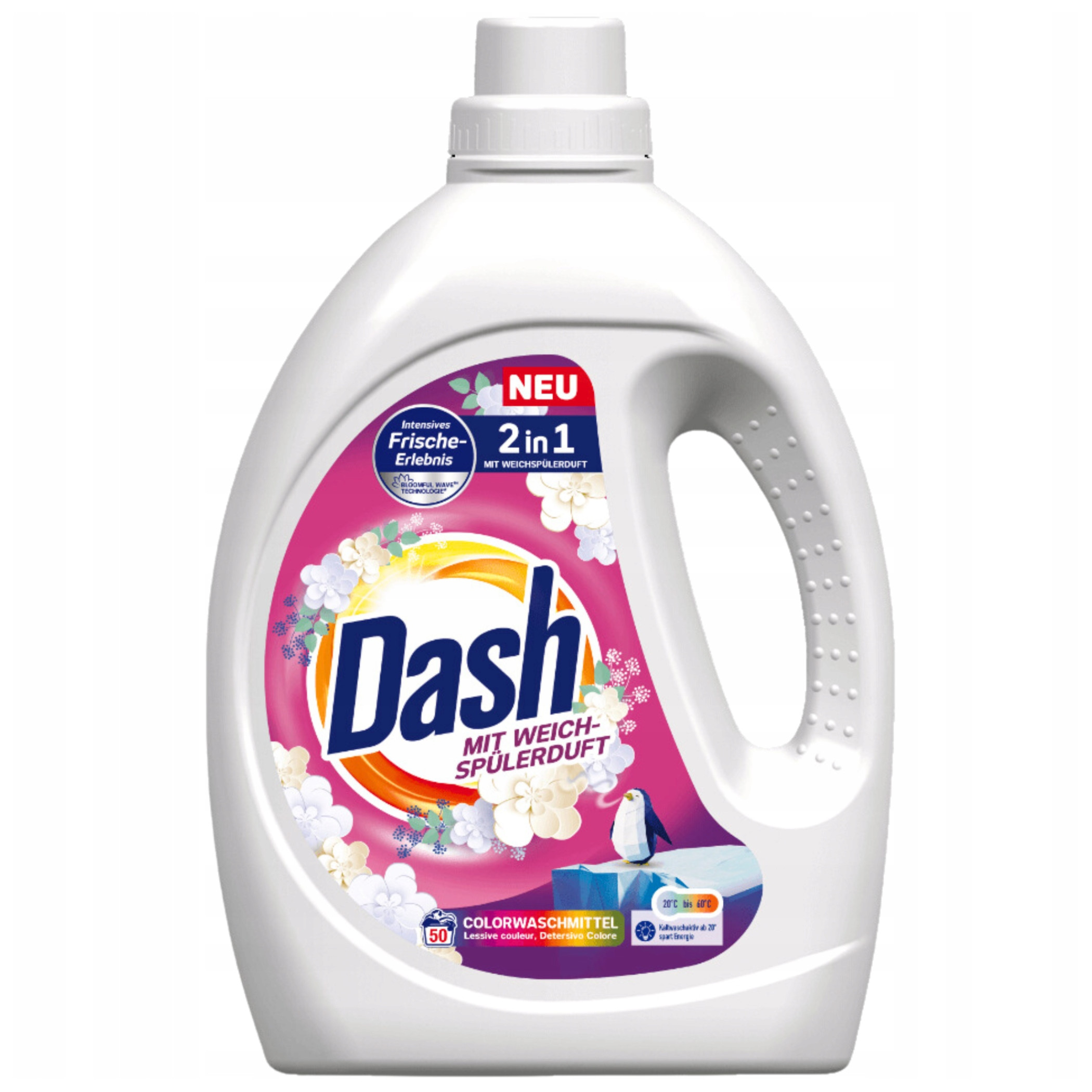 Levně Tekutý prací prostředek na barvu Dash Color 2in1 50 praní 2,25 l