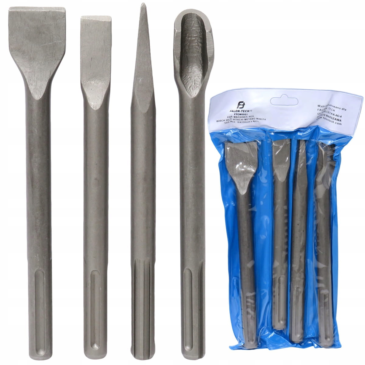 ZESTAW DŁUT DŁUTA DŁUTO DO BETONU SDS MAX 4 SZT