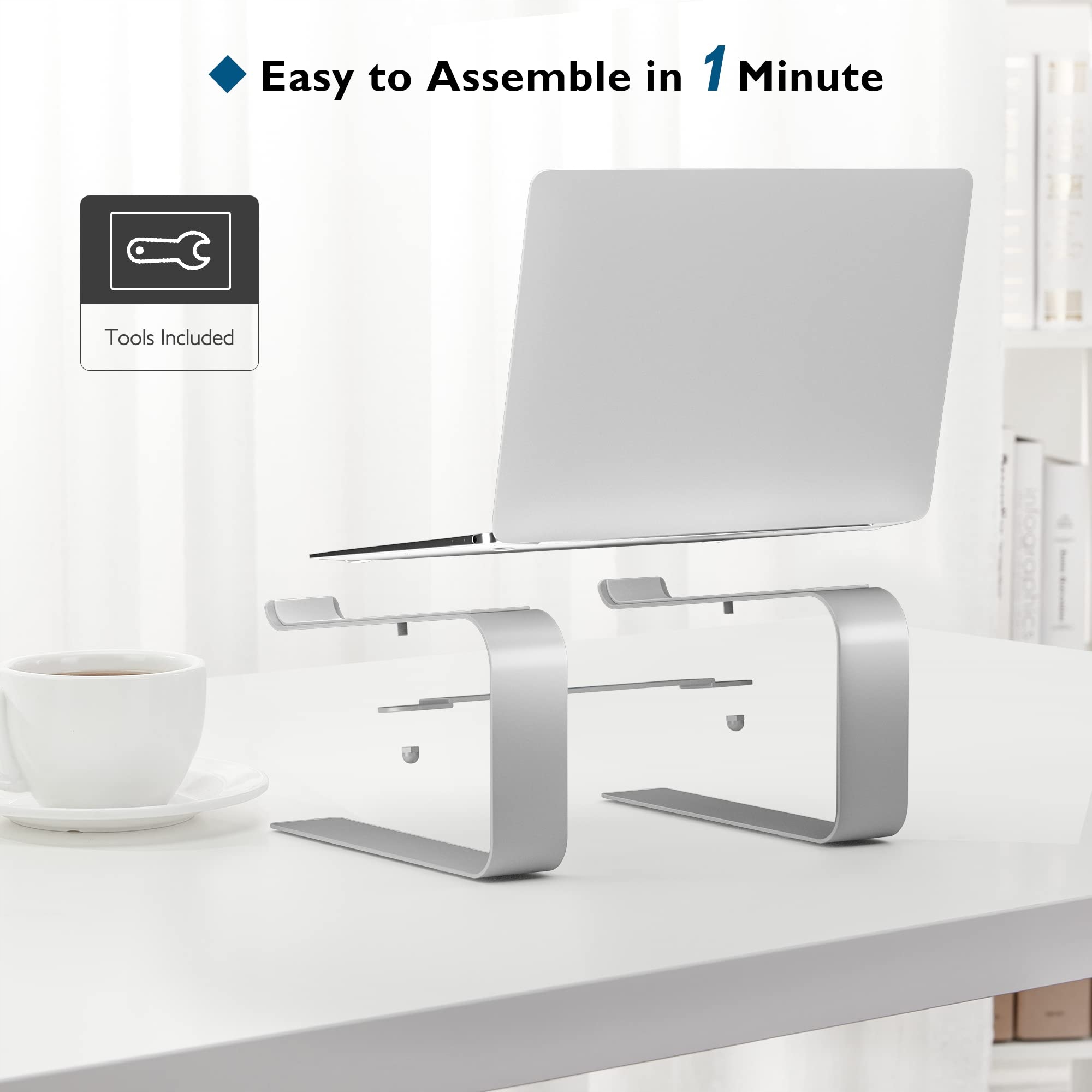 BONTEC STOJAK UCHWYT NA LAPTOP ERGONOMICZNY 10-17 CALI SREBRNY — miniatura 6