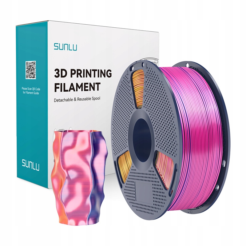Filament Sunlu Pla Plus Silk Tri Color 1 75MM 1KG Czerwono Żółto Niebieski