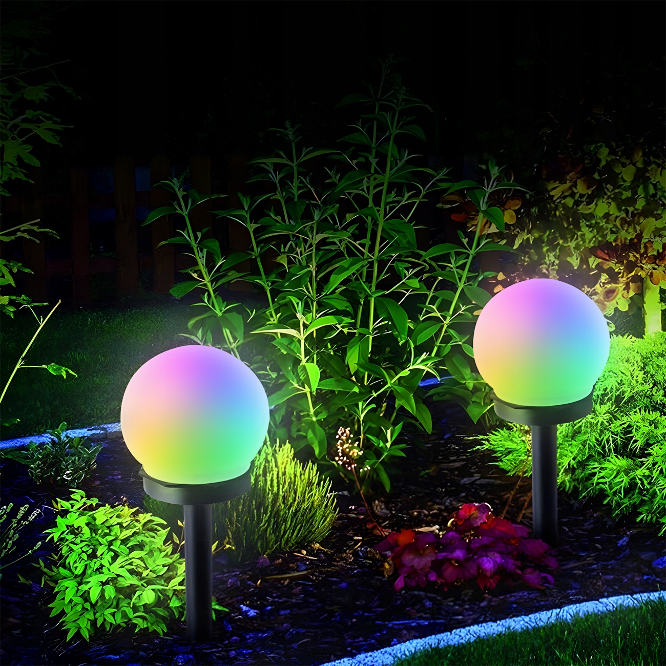 4X KULA SOLARNA LAMPA LED OGRODOWA WBIJANA 34CM KULE OGRODOWE NA OGRÓD RGB Kolor biały