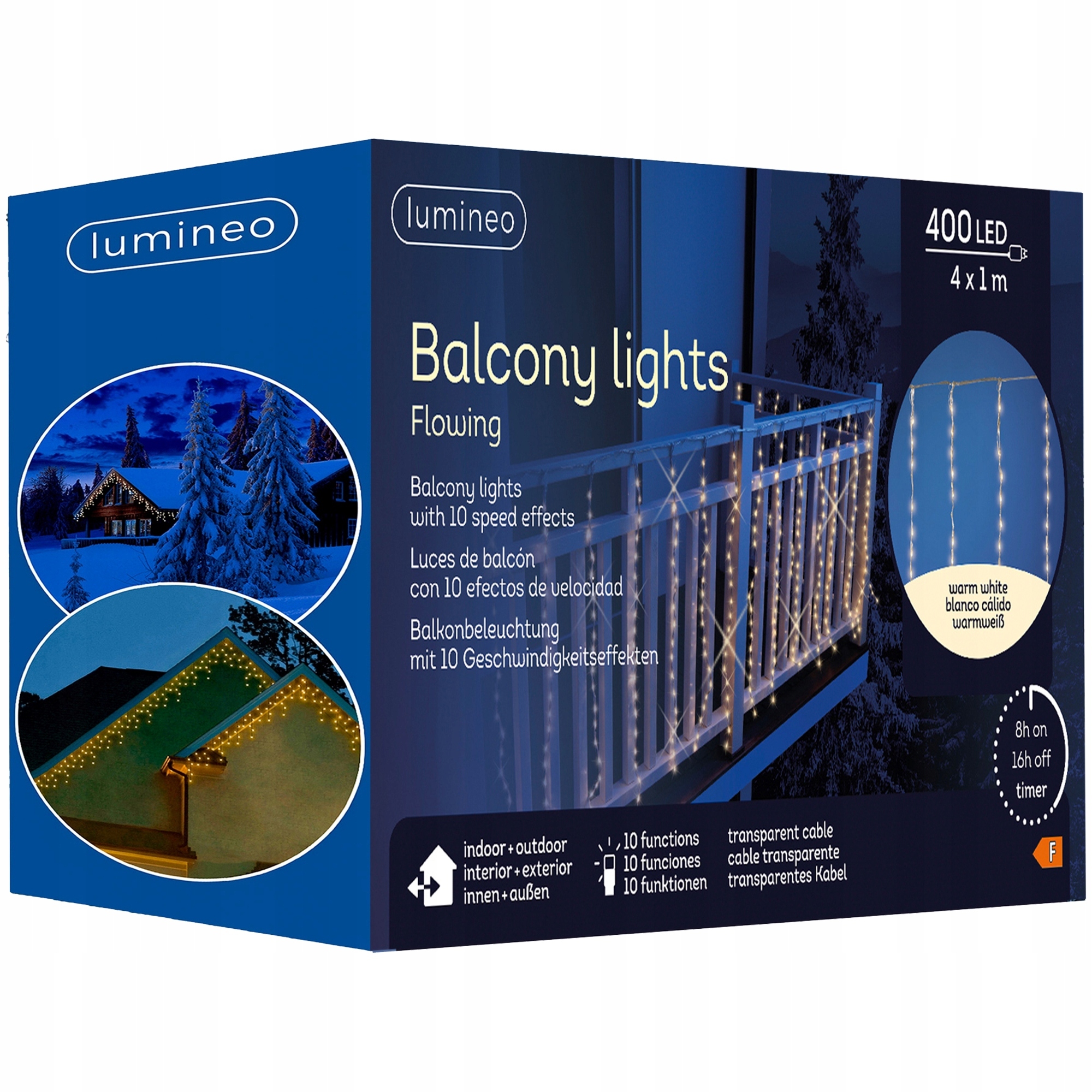 Vánoční řetěz Sople 400 Led 4x1M Girlanda teplá bílá