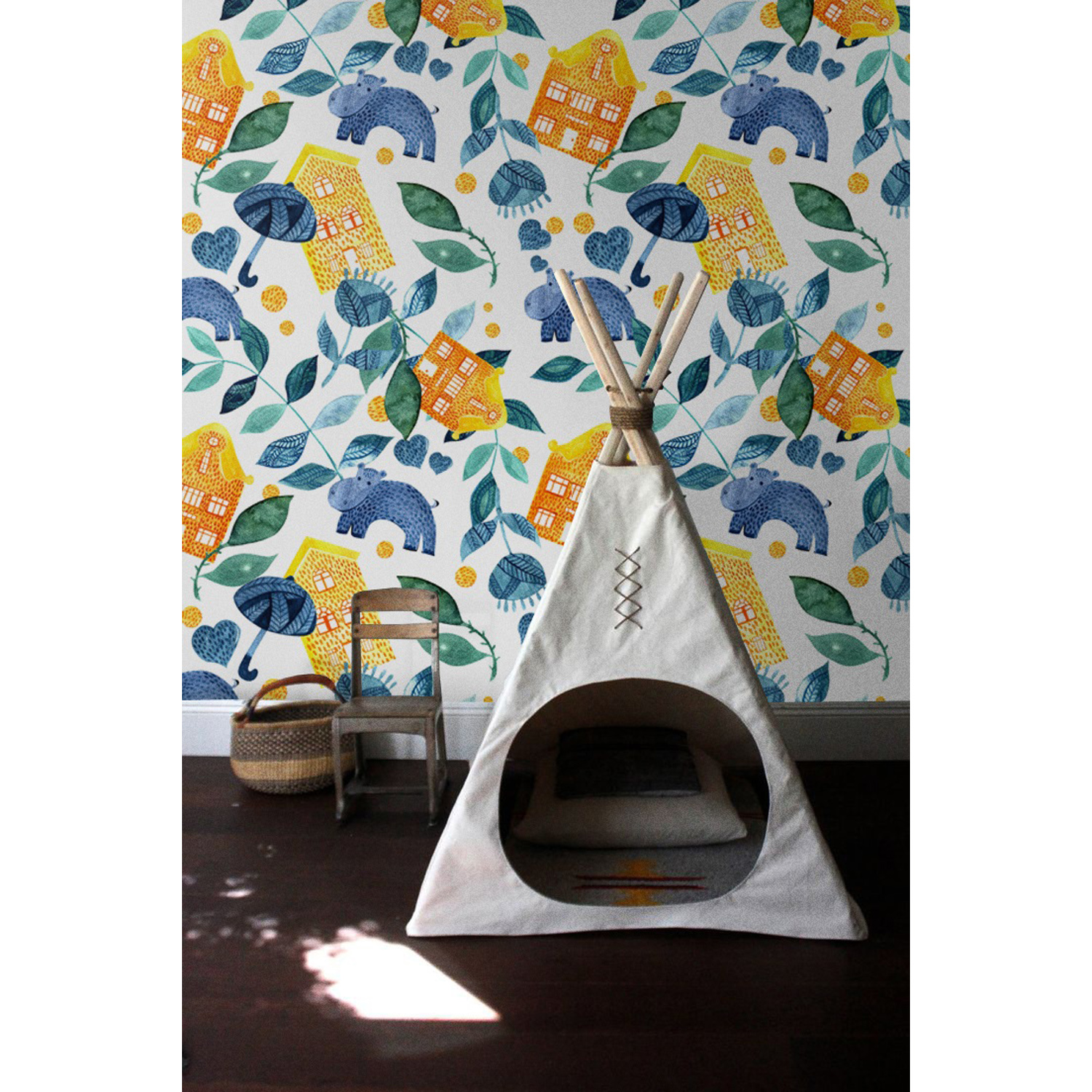 

Tapeta flizelinowa Dla dzieci hipopotamy 208x146cm