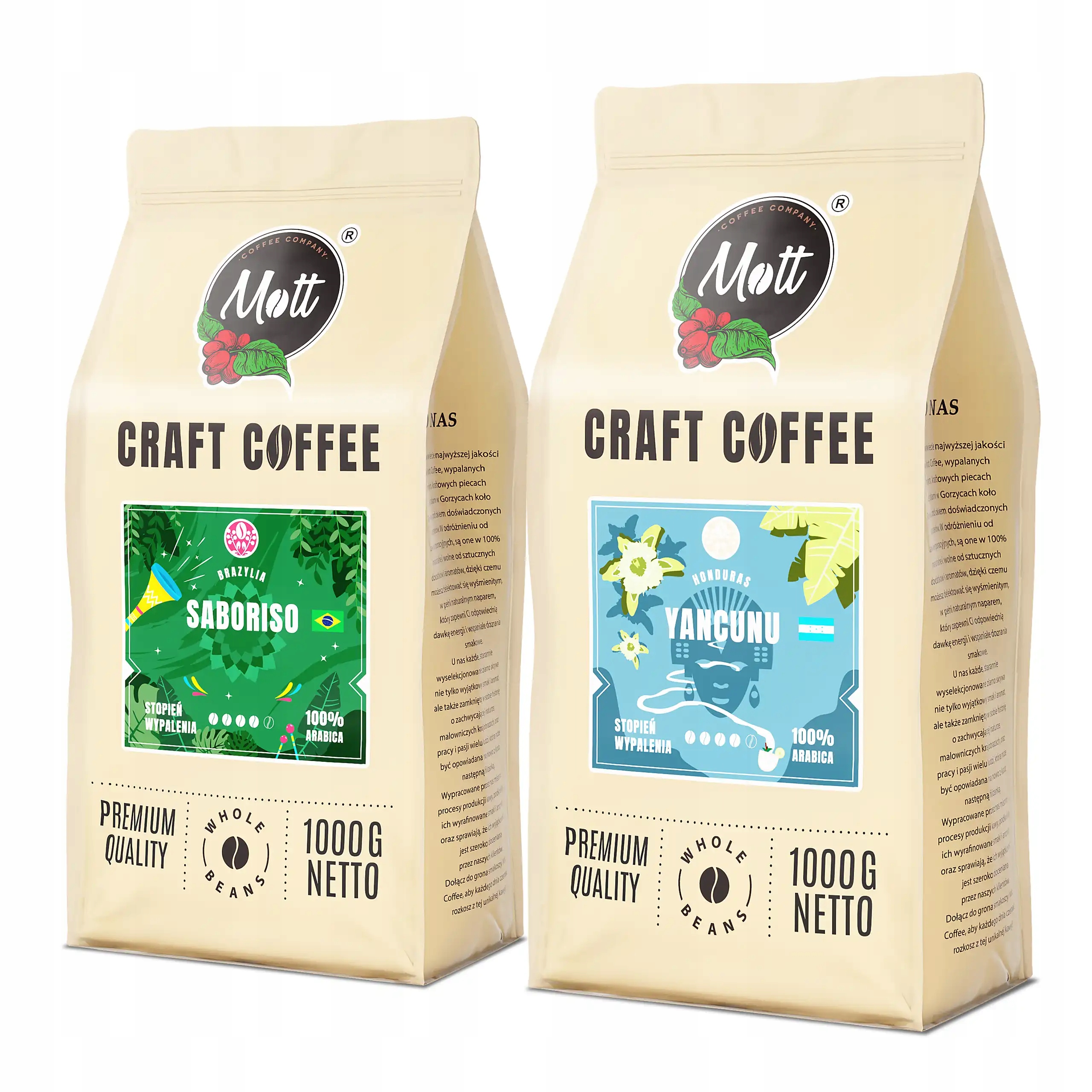 Levně Káva Zrnková 2 kg Set Brazílie Honduras 100% Arabica Čerstvě pražená