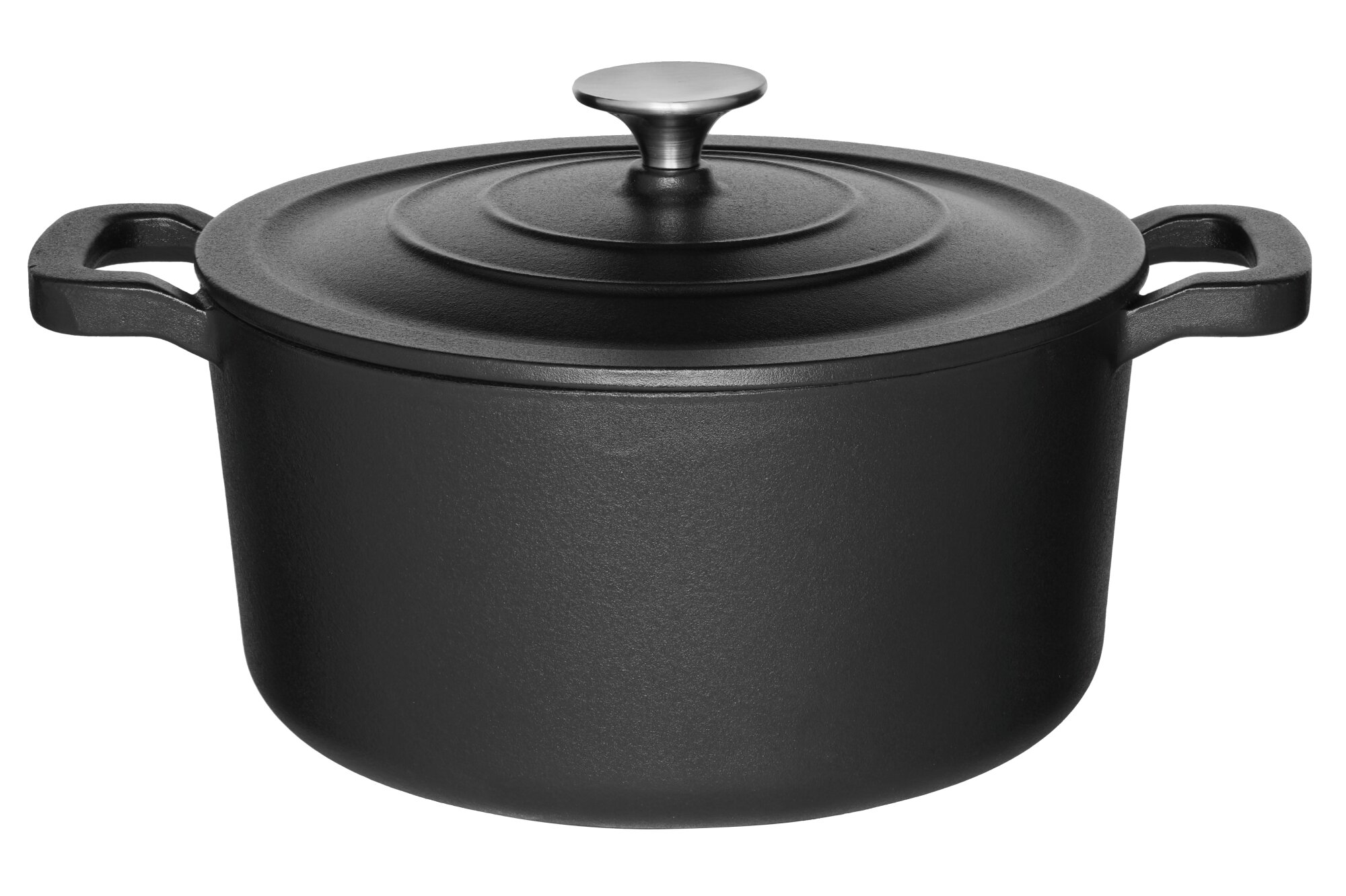 Hrniec Liatinový Kotlík Na Varenie Pokrmov Čierny S Pokrievkou Ø 24 cm 5,2 l