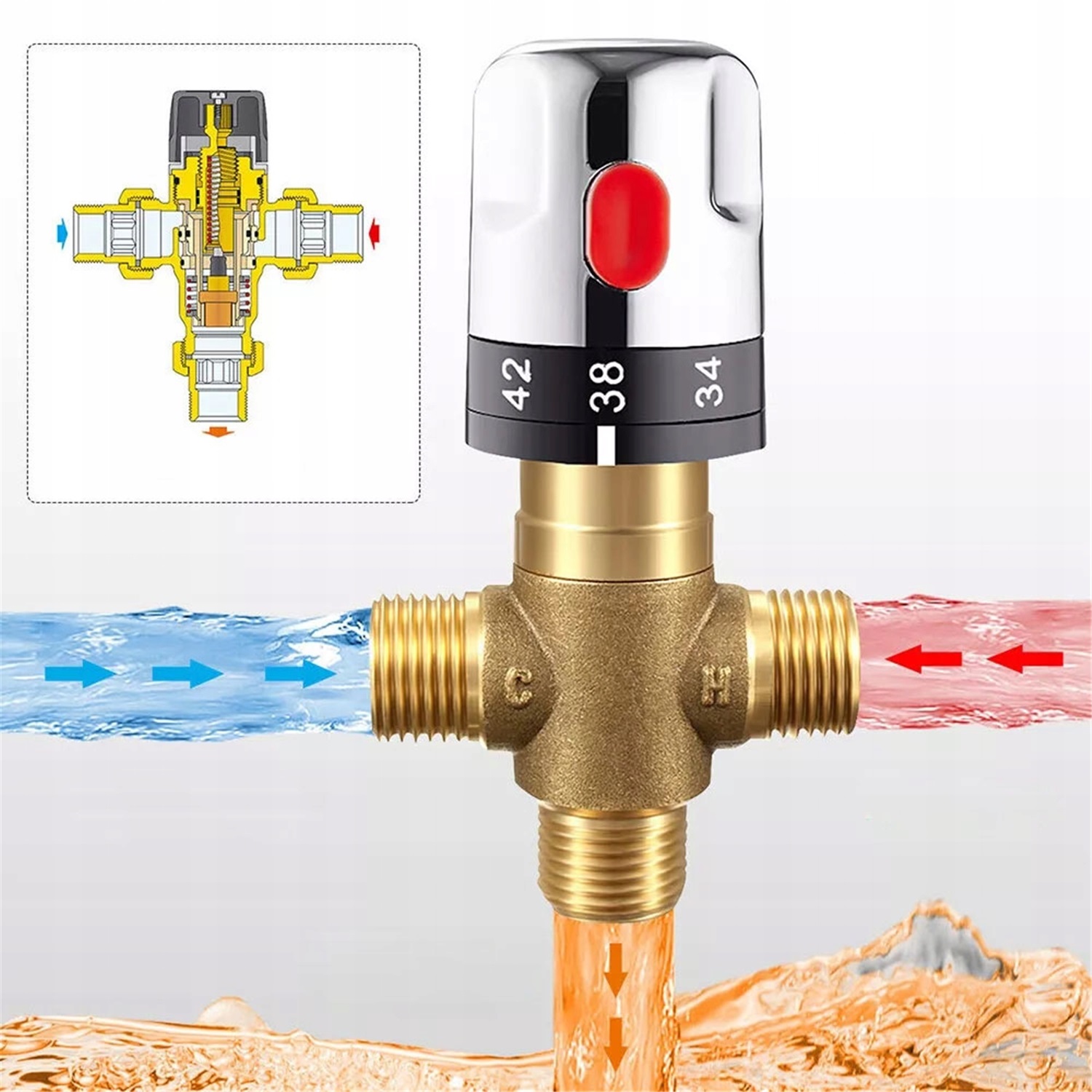 Termostatický Směšovací Ventil DN15 palců Gz Třícestný DN25 Třícestný Cwu