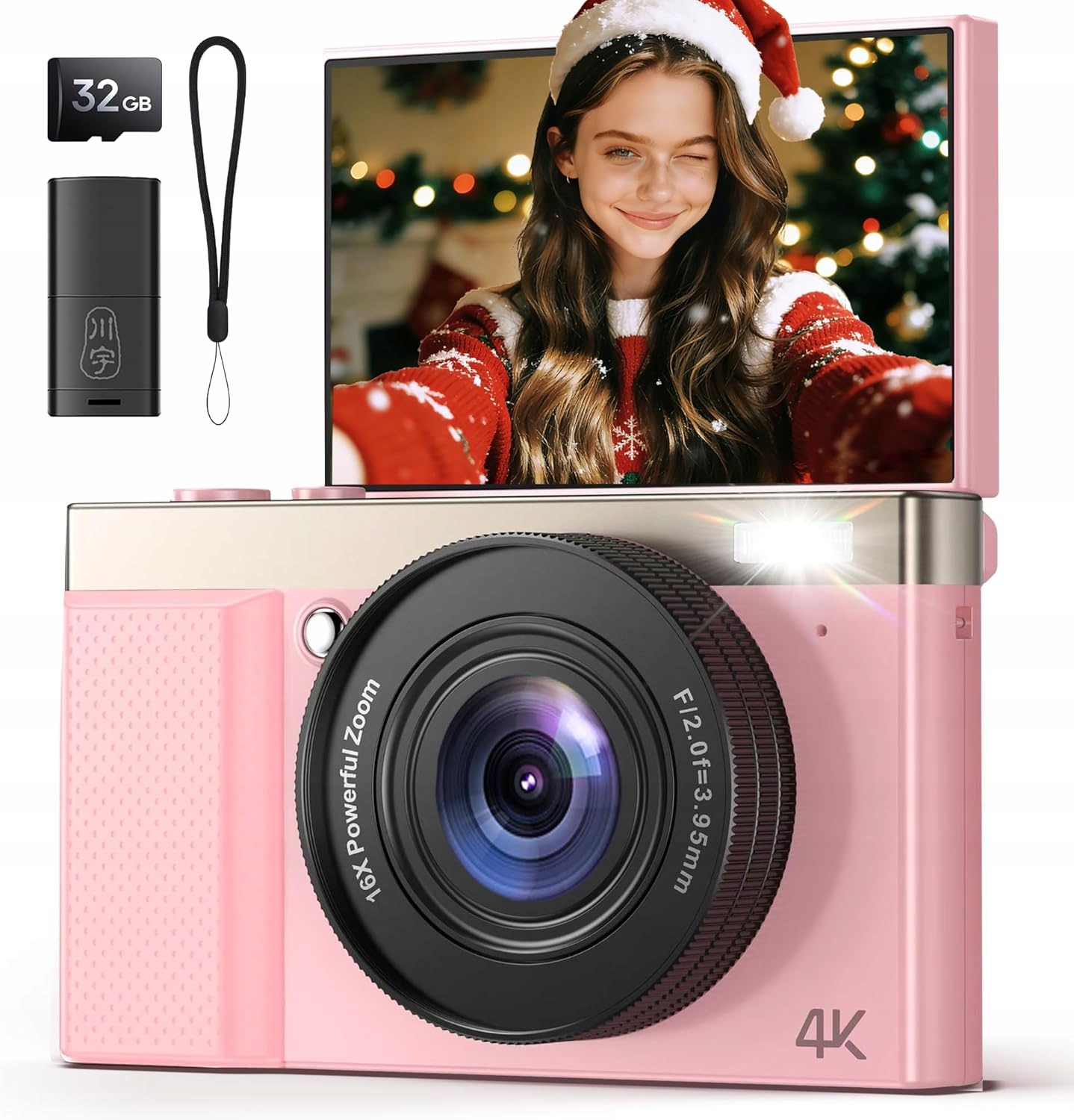 4K Digitální Vlogovací Kamera Kompaktní 64MP Otočná Obrazovka