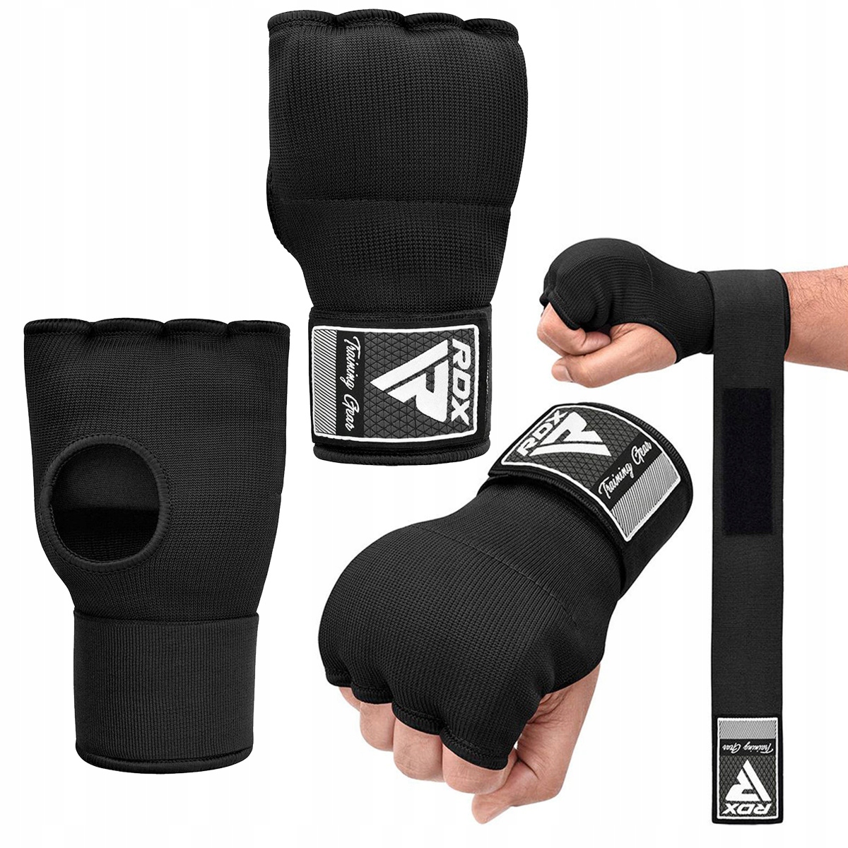Rdx Bandaże Bokserskie Owijki Żelowe Inner Gloves Black L